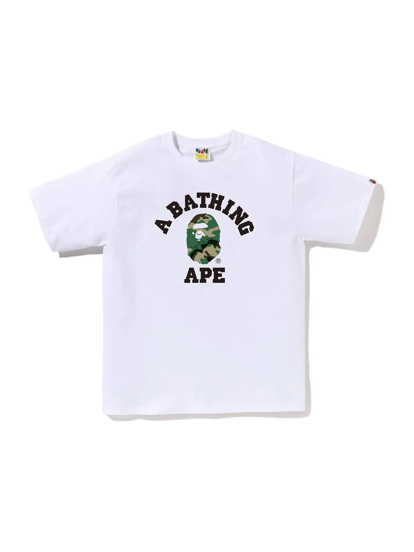 Мужская футболка с принтом Woodland Camo College Tee BAPE — изображение 1 из 1, белый