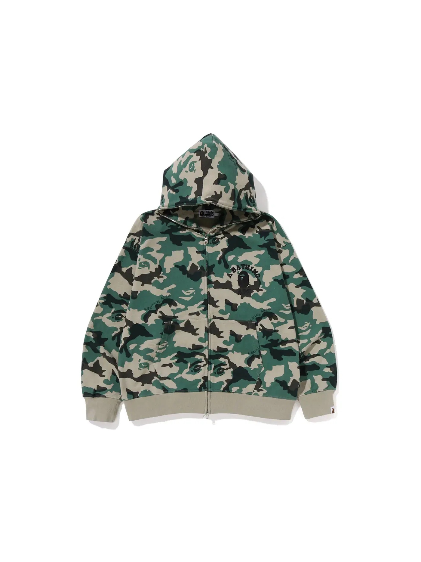 Мужской худи свободного кроя с принтом Woodland Camo BAPE — изображение 1 из 1, оливковый