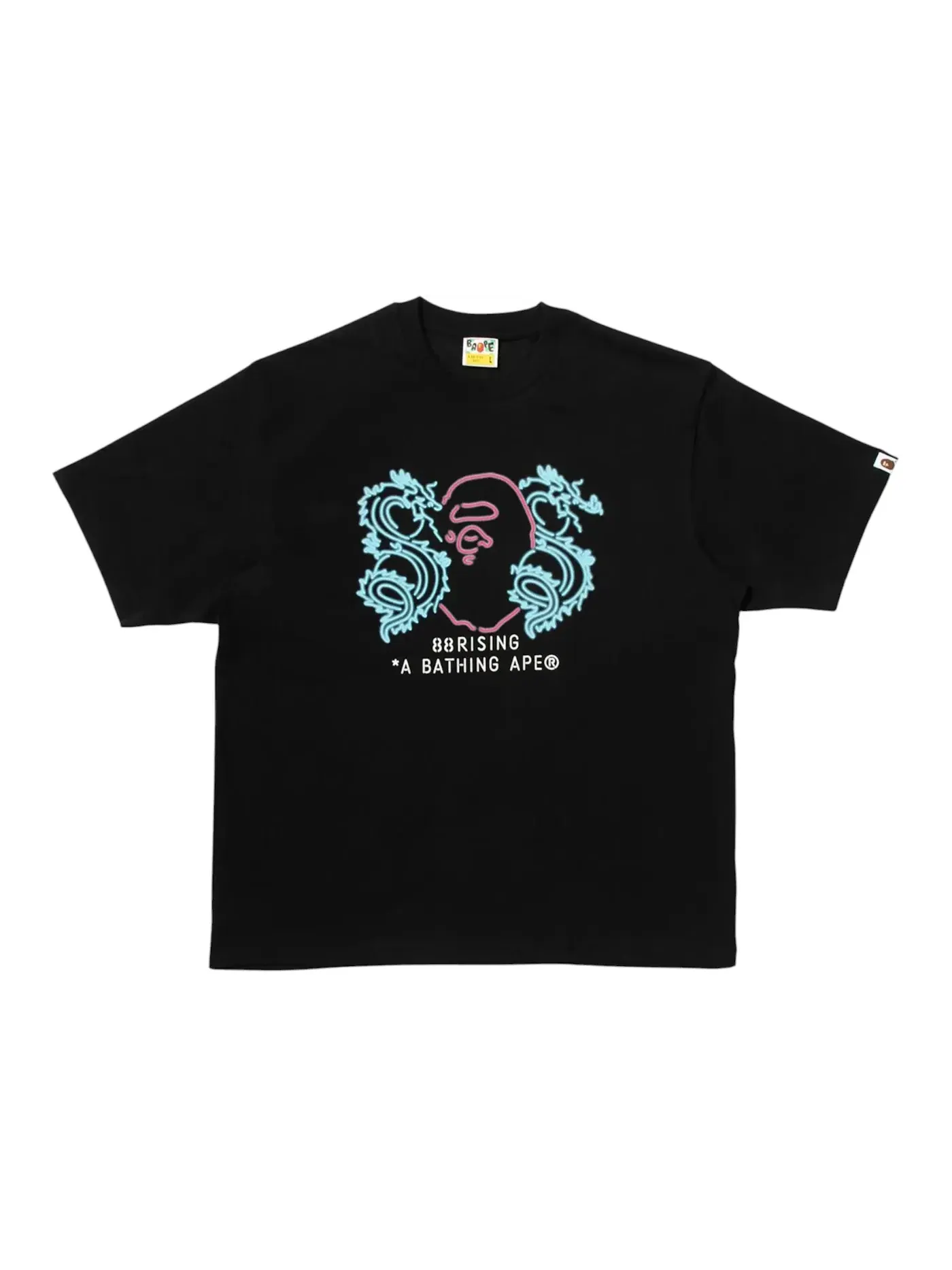 Мужская футболка свободного кроя BAPE x 88Rising Neon Logo Relaxed Fit Tee — изображение 1 из 2, черный