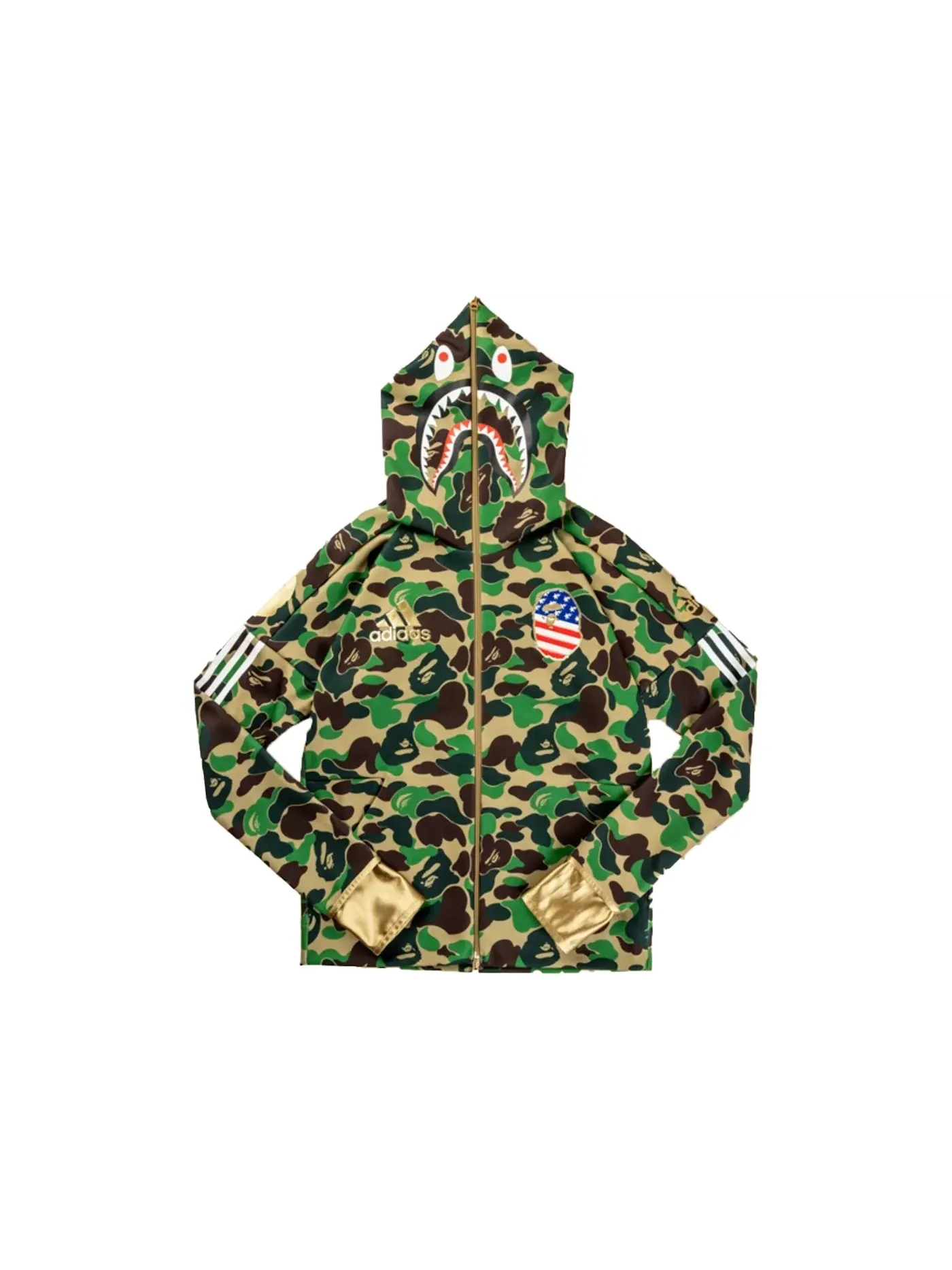 Мужская худи с камуфляжным принтом BAPE x Adidas SB Shark Hoodie BAPE — изображение 1 из 1, зеленый