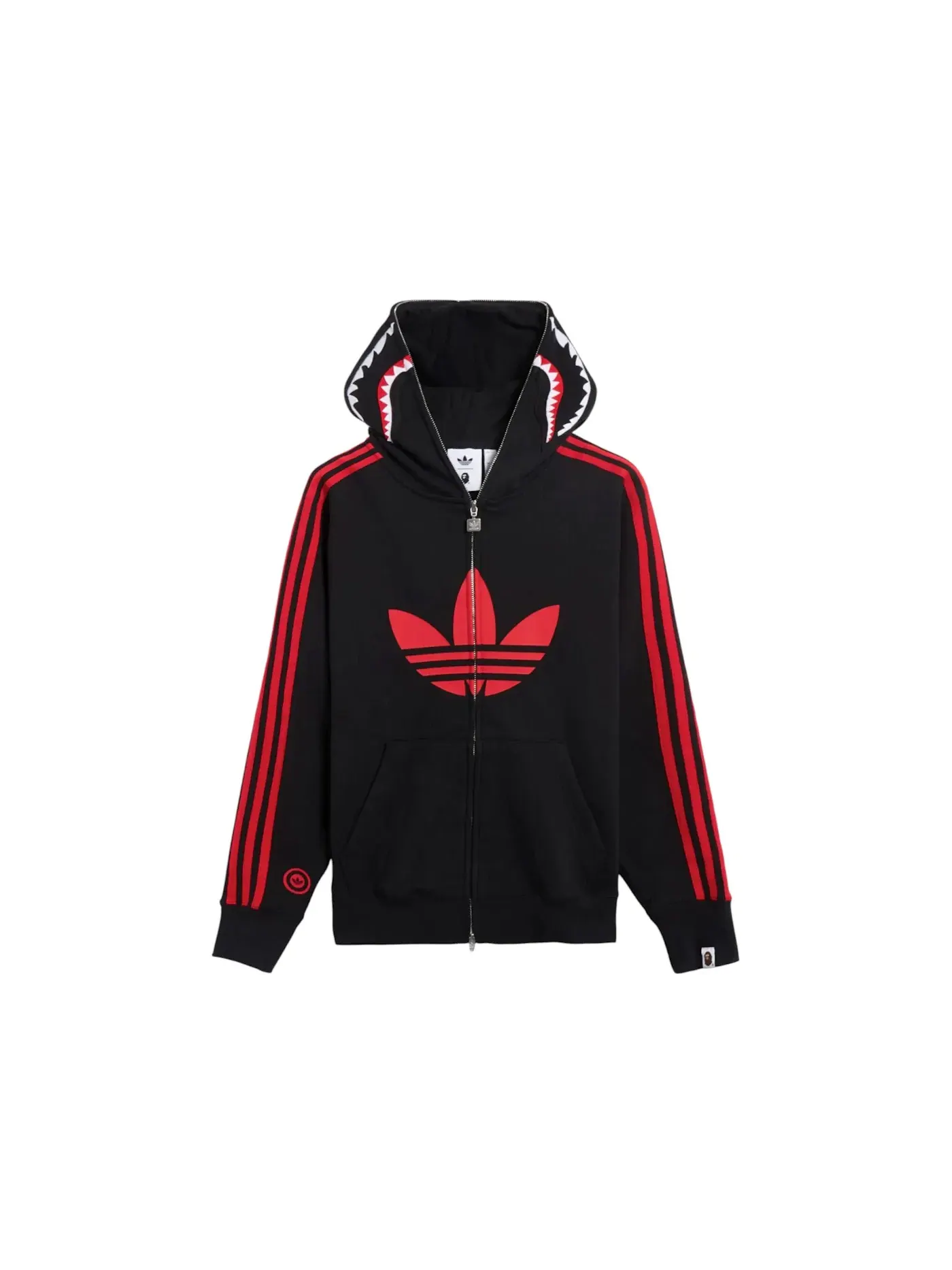 Мужская худи с принтом акулы BAPE x Adidas Hoodie — изображение 1 из 2, черный