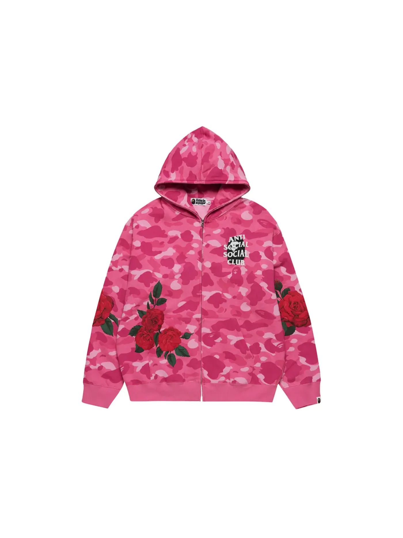 Мужская худи на молнии BAPE x Anti Social Social Club Full Zip Hoodie — изображение 1 из 2, розовый