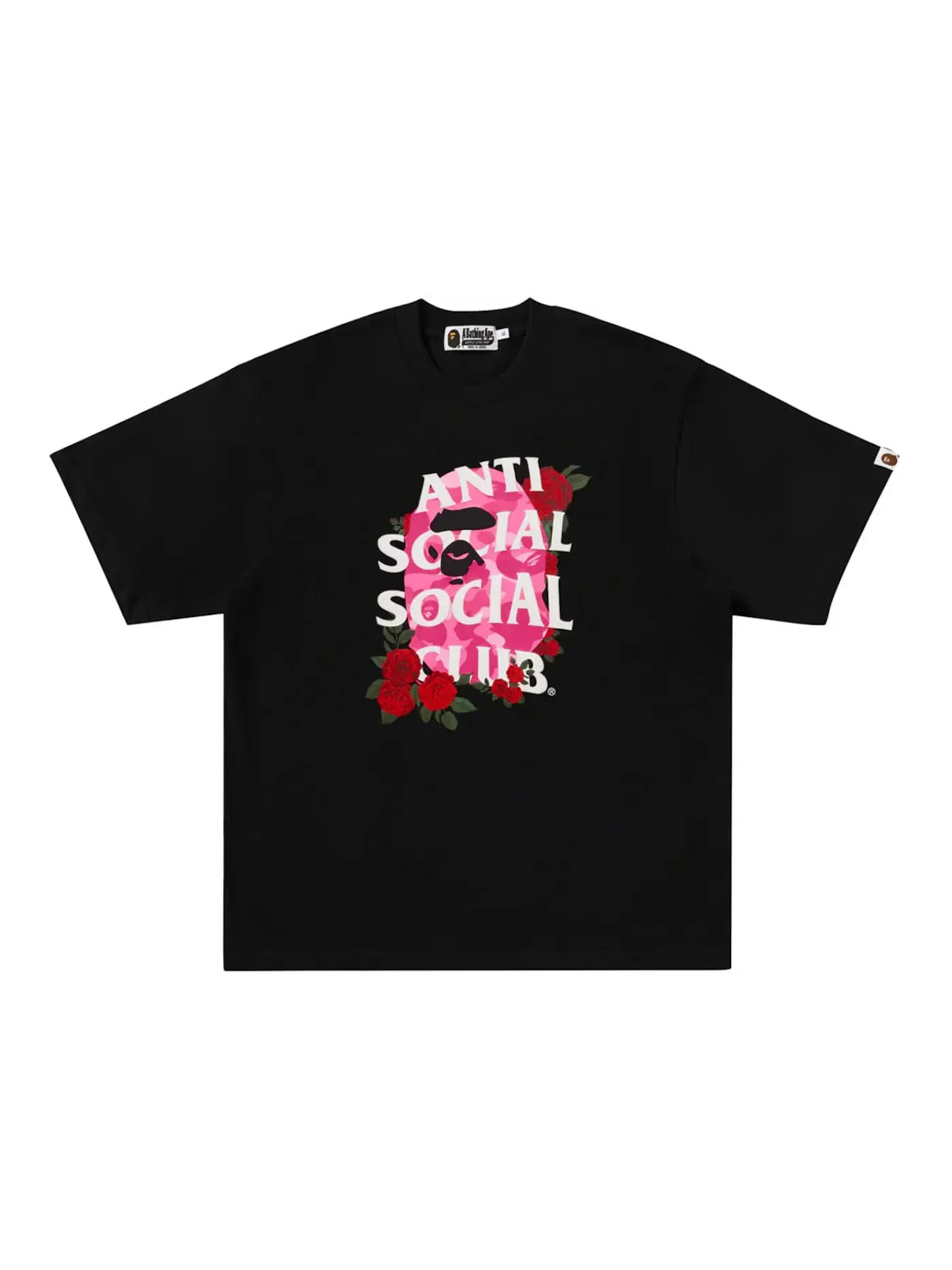 Мужская футболка с принтом BAPE x Anti Social Social Club Tee BAPE — изображение 1 из 1, черный