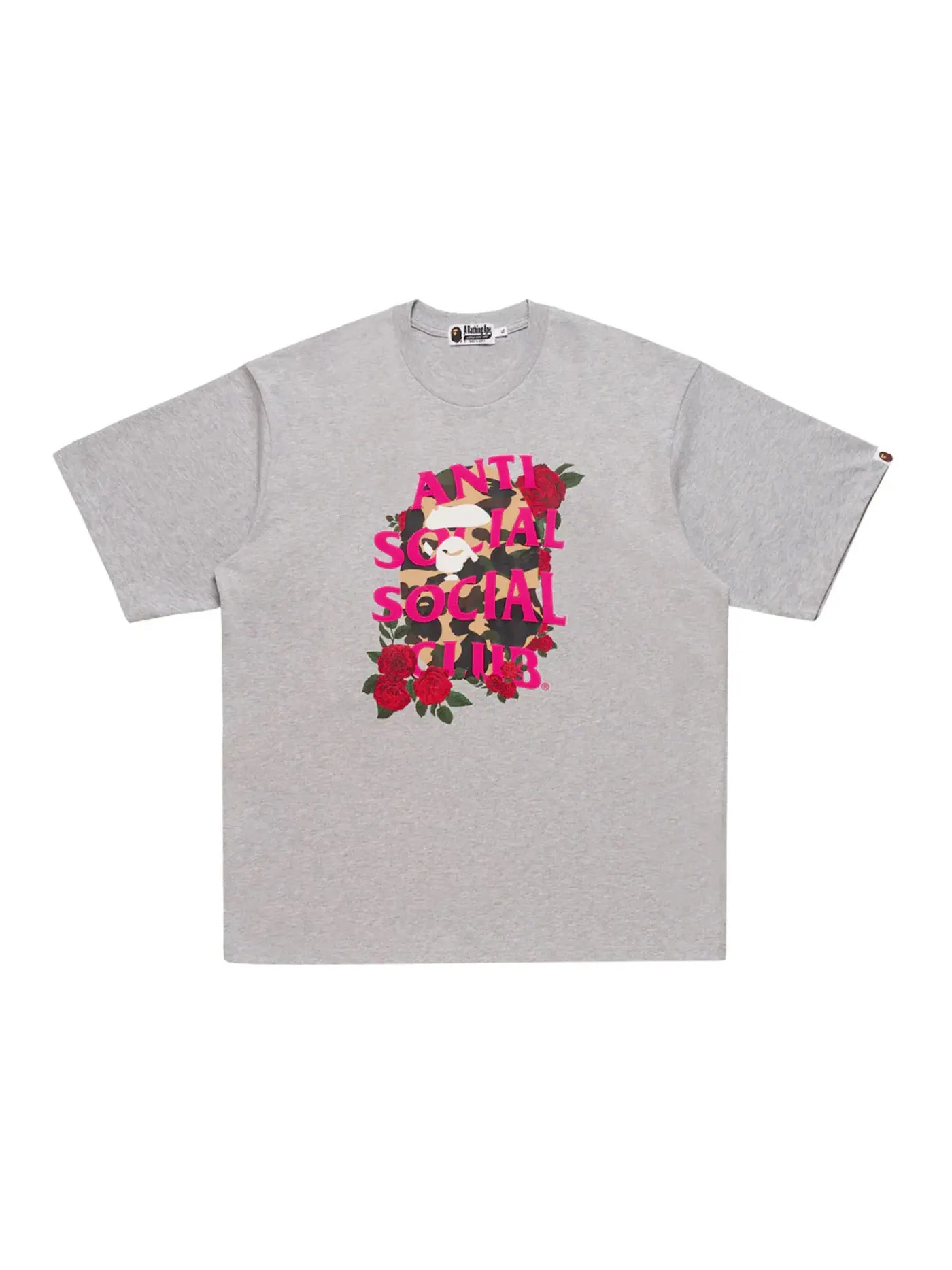 Мужская футболка с принтом BAPE x Anti Social Social Club I Tee BAPE — изображение 1 из 1, серый