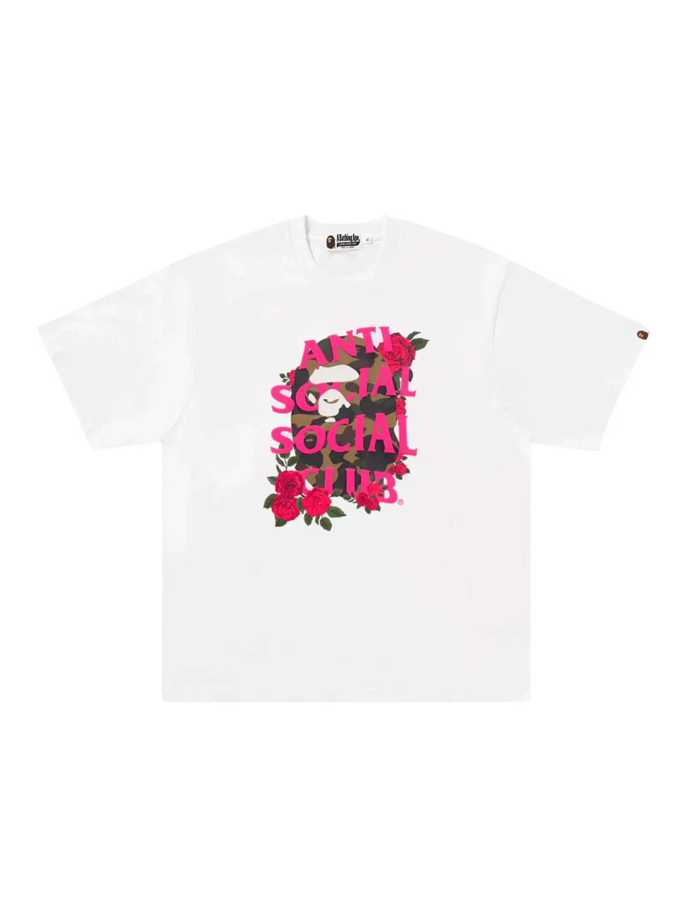 Мужская футболка с принтом BAPE x Anti Social Social Club Tee BAPE — изображение 1 из 1, белый