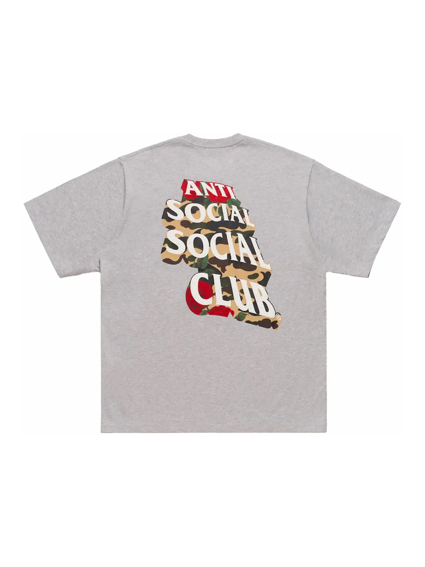 Мужская футболка с принтом BAPE x Anti Social Social Club II Tee BAPE — изображение 1 из 2, серый
