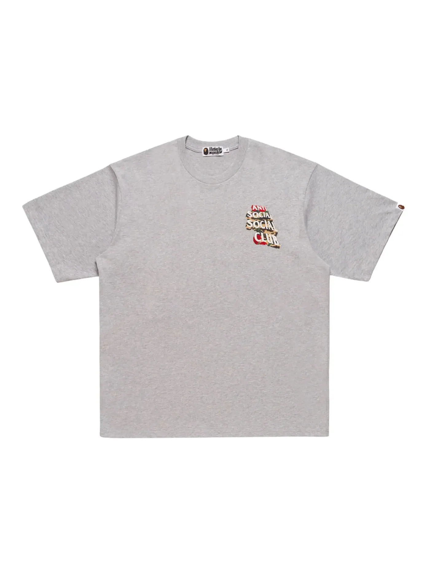 Мужская футболка с принтом BAPE x Anti Social Social Club II Tee BAPE — изображение 2 из 2, серый