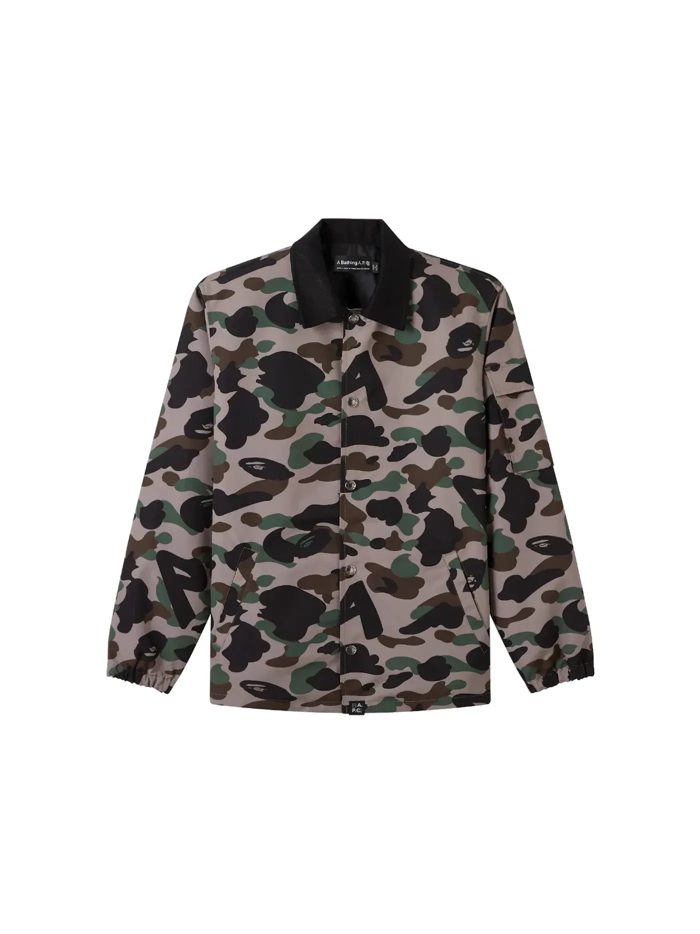 Мужская куртка-тренч с принтом BAPE x A.P.C. Camo Coach — изображение 1 из 2, бежевый