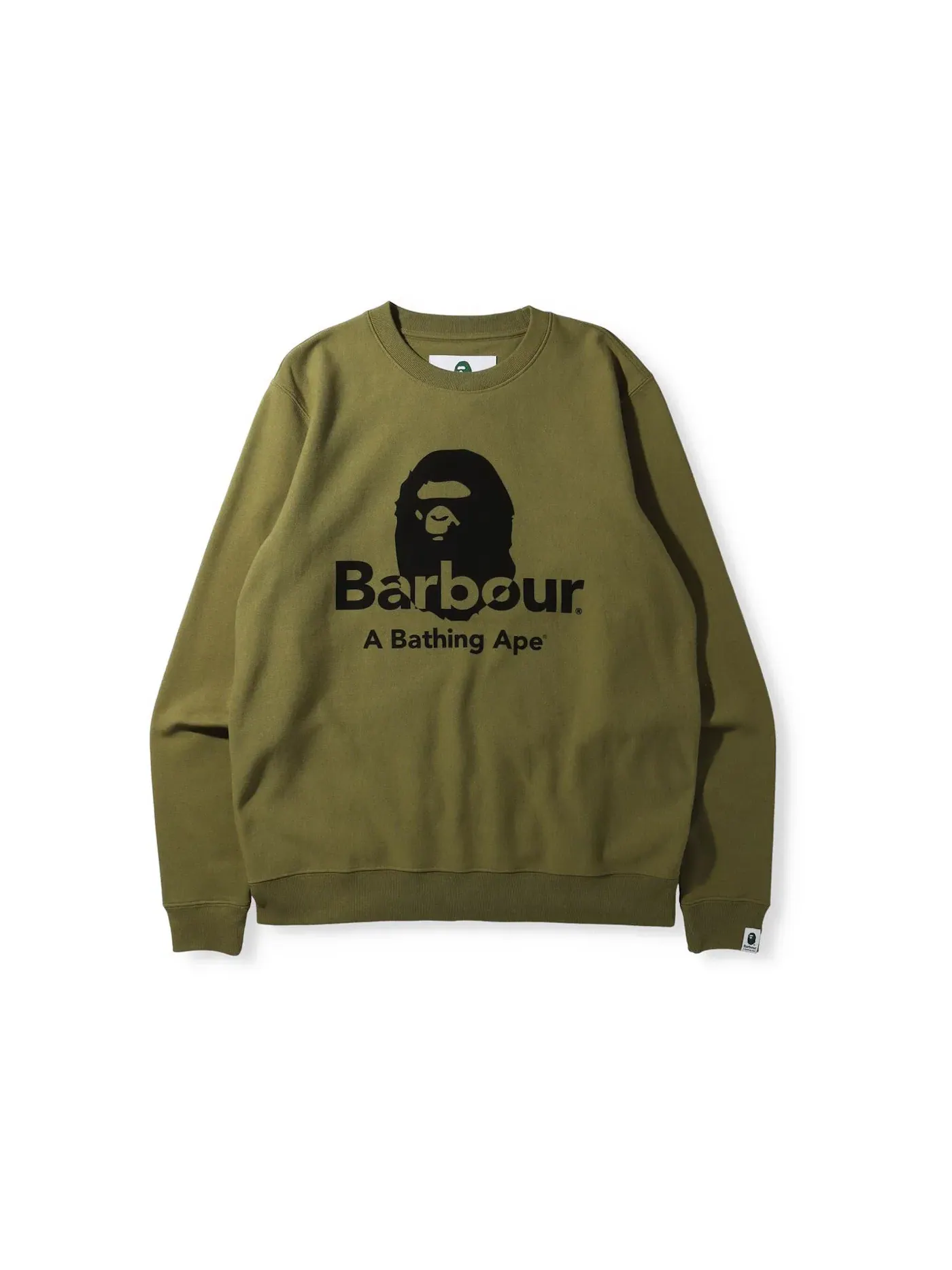 Мужской свитшот с длинным рукавом BAPE x Barbour Crewneck — изображение 1 из 2, зеленый