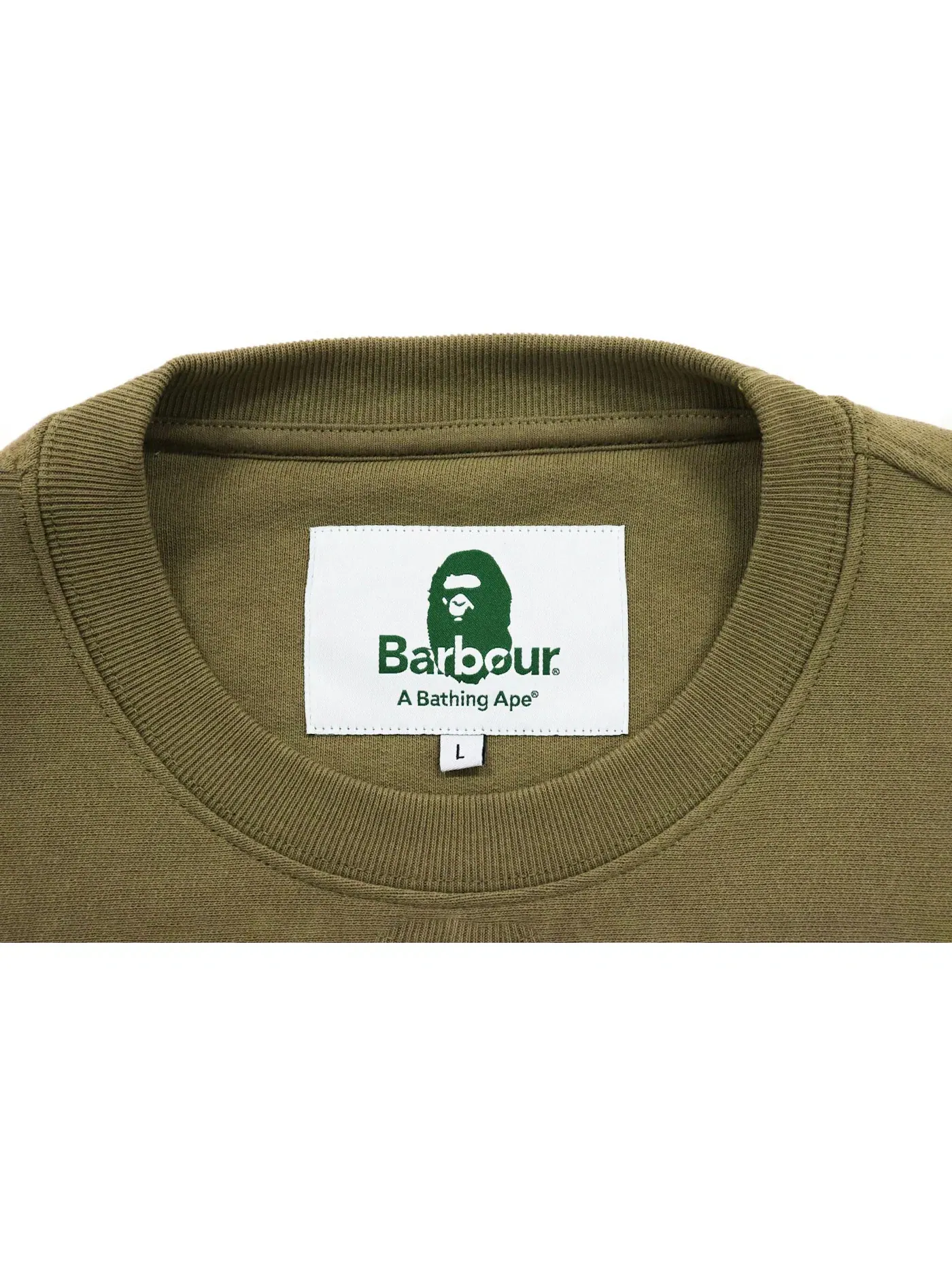Мужской свитшот с длинным рукавом BAPE x Barbour Crewneck — изображение 2 из 2, зеленый