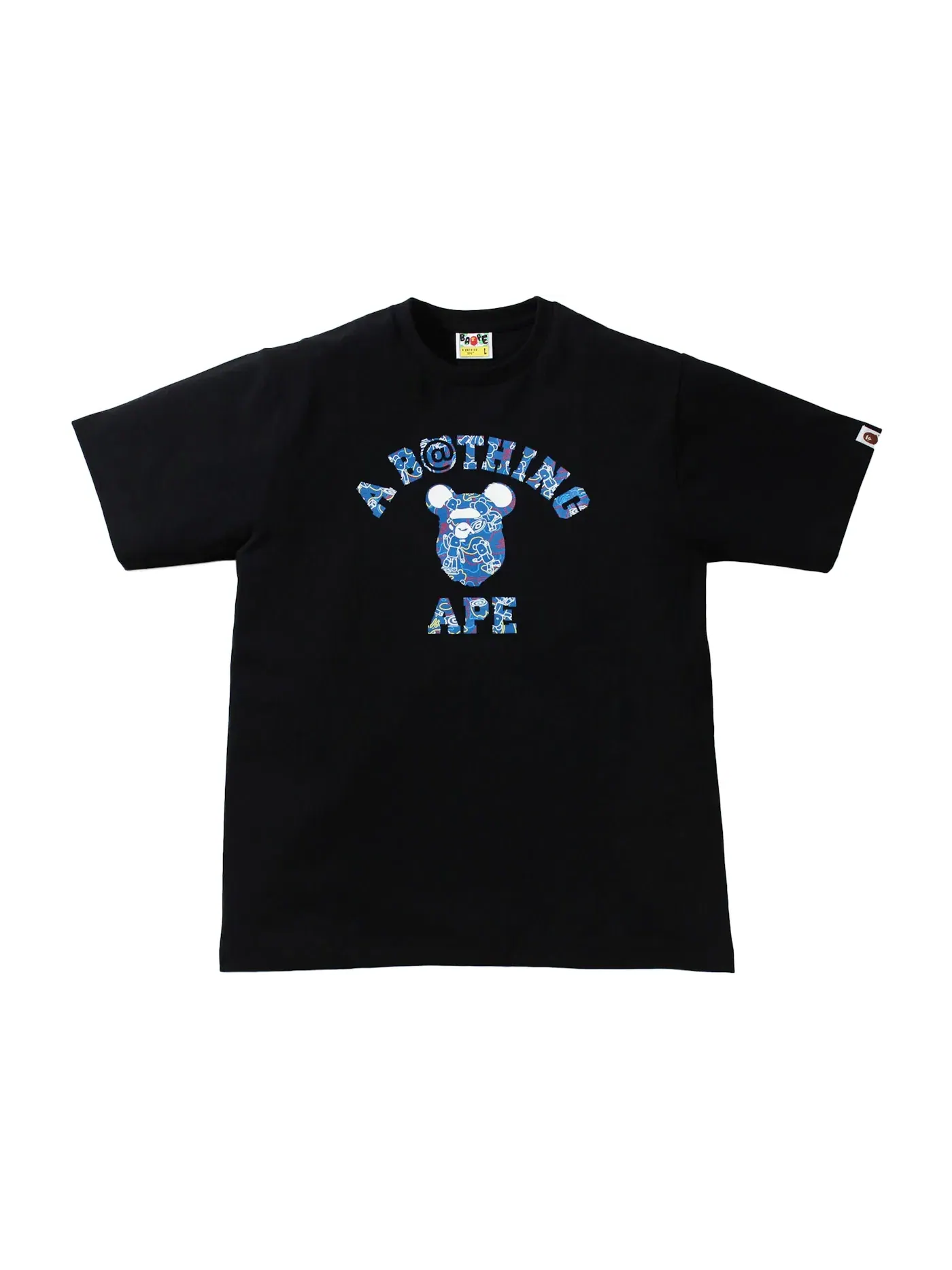 Мужская футболка с принтом BAPE x Bearbrick Camo Bear College Tee BAPE — изображение 1 из 2, черный
