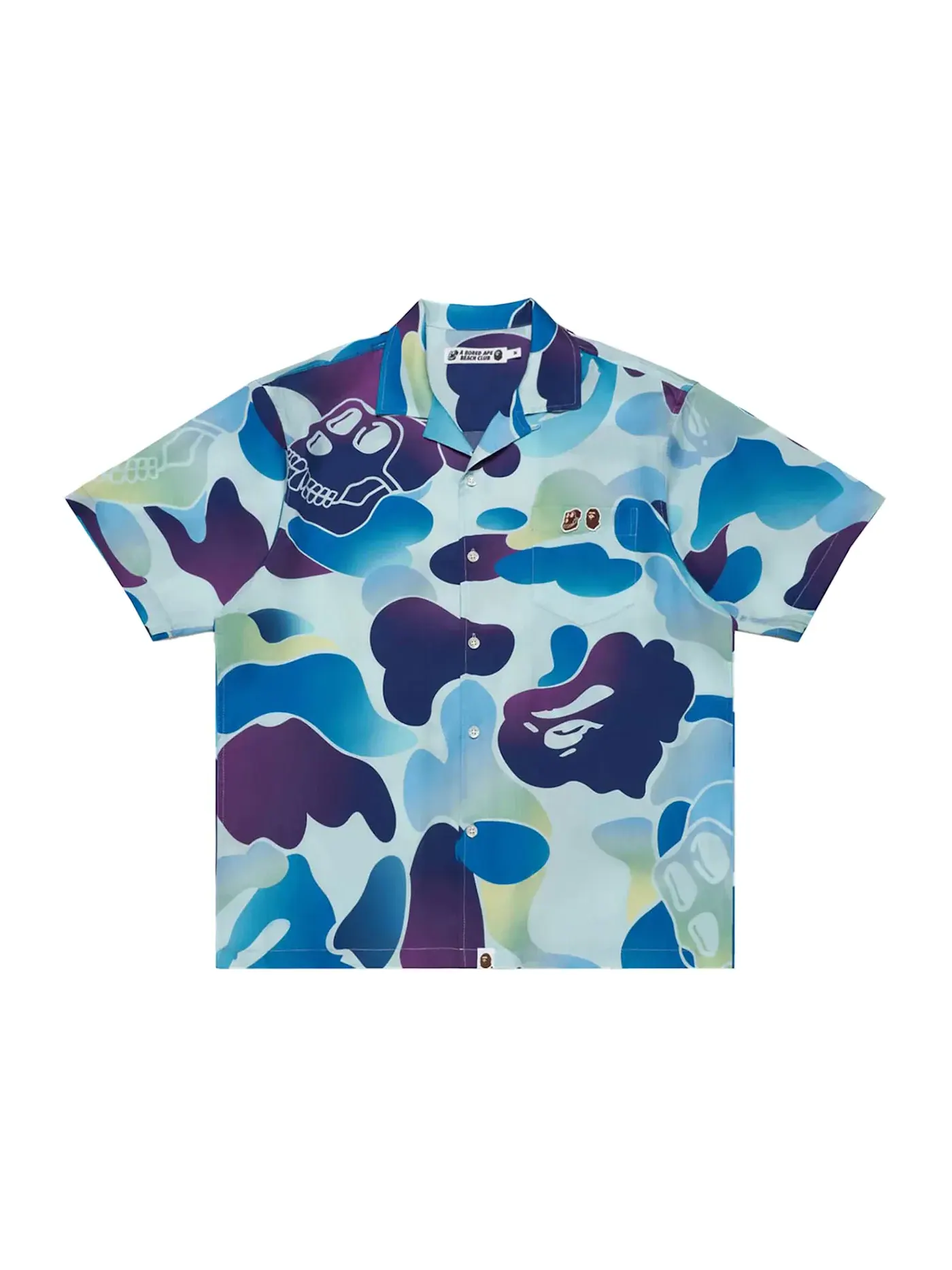 Мужская рубашка с принтом BAPE x Bored Ape Yacht Club Hawaiian Shirt BAPE — изображение 1 из 2, синий