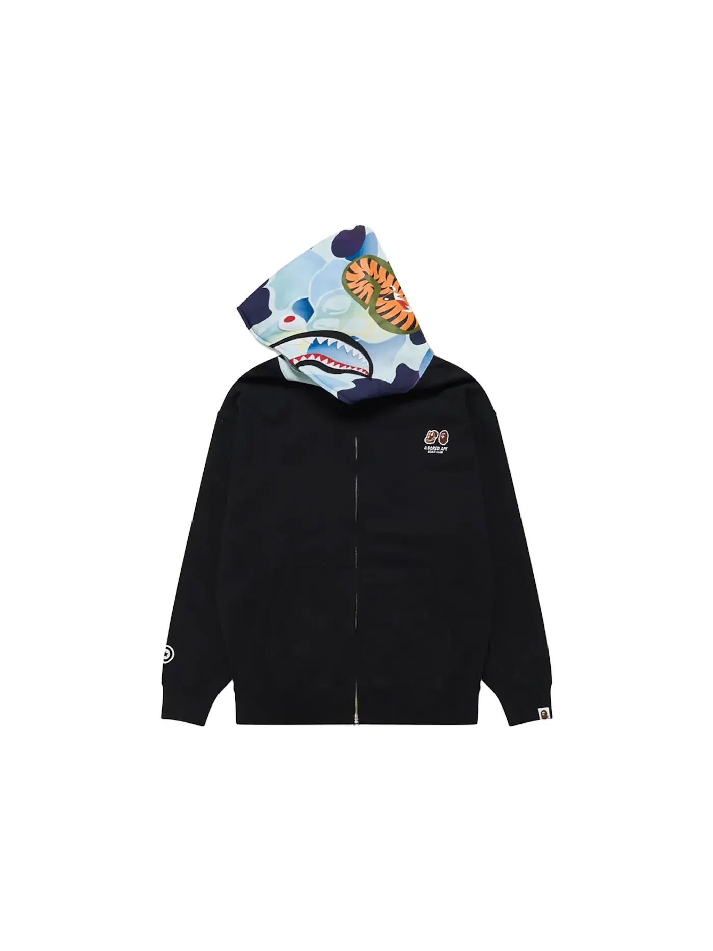 Мужская худи с принтом BAPE x Bored Ape Yacht Club Shark Full Zip Hoodie BAPE — изображение 1 из 3, черный