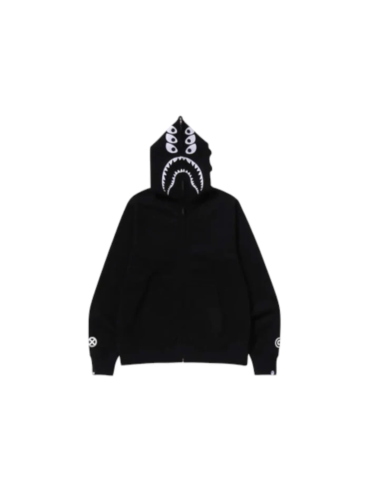 Мужская худи с принтом BAPE x Bounty Hunter Mad Shark Full Zip Hoodie BAPE — изображение 1 из 3, черный