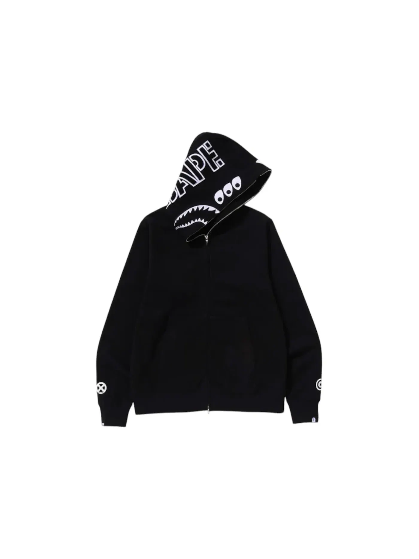 Мужская худи с принтом BAPE x Bounty Hunter Mad Shark Full Zip Hoodie BAPE — изображение 2 из 3, черный