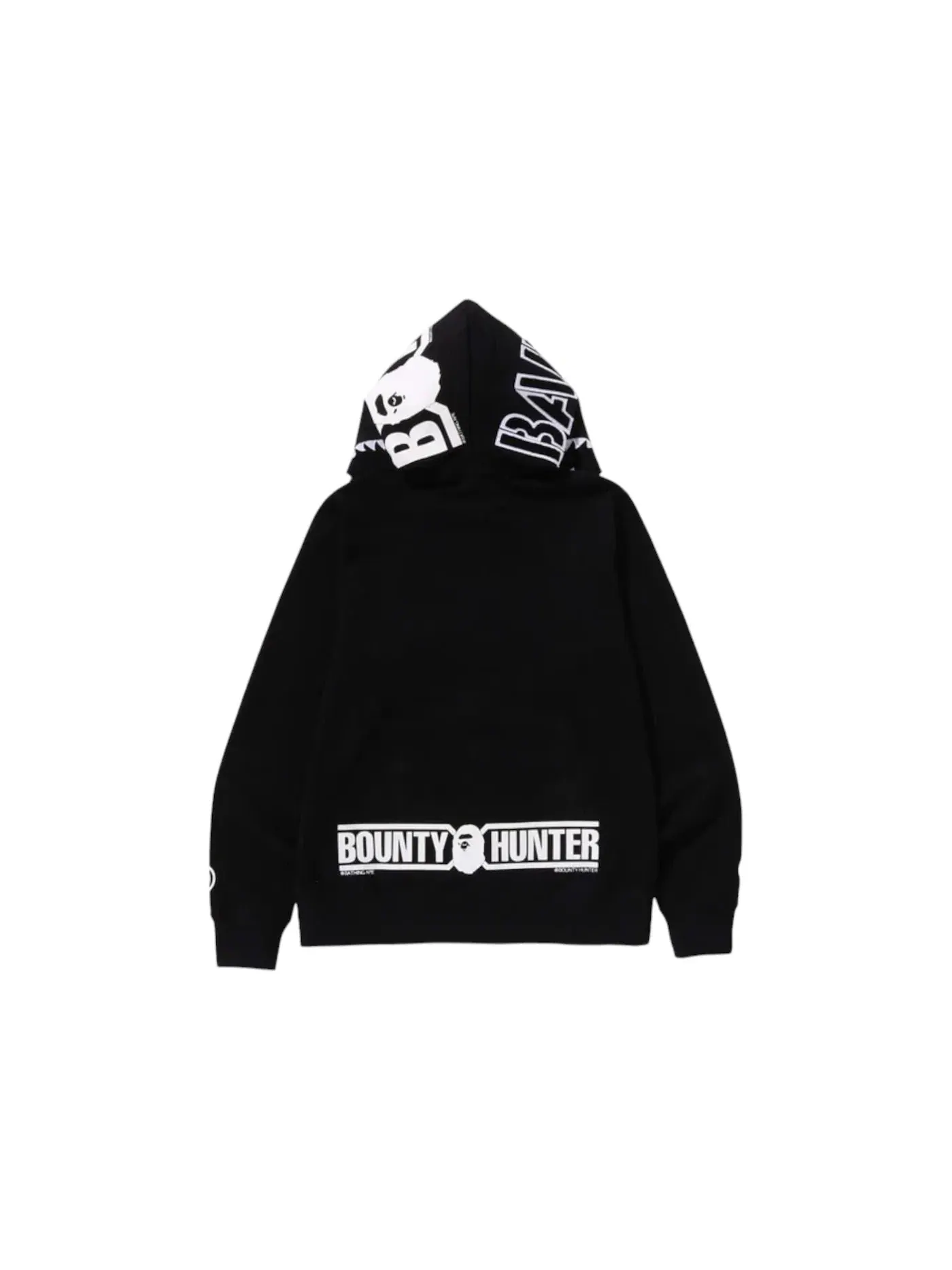 Мужская худи с принтом BAPE x Bounty Hunter Mad Shark Full Zip Hoodie BAPE — изображение 3 из 3, черный