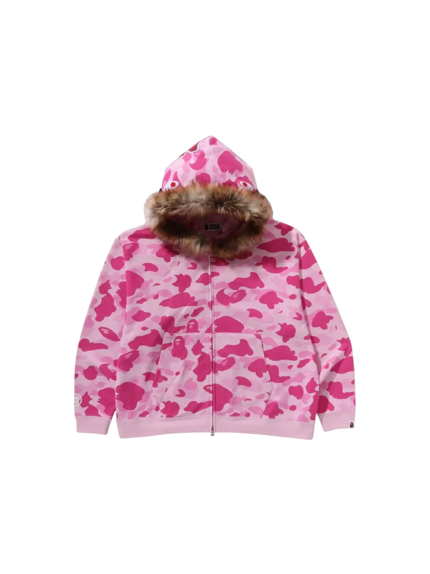 Мужская худи с принтом BAPE x Cactus Jack x Don Toliver Faux Fur Shark Zip Hoodie BAPE — изображение 1 из 2, розовый