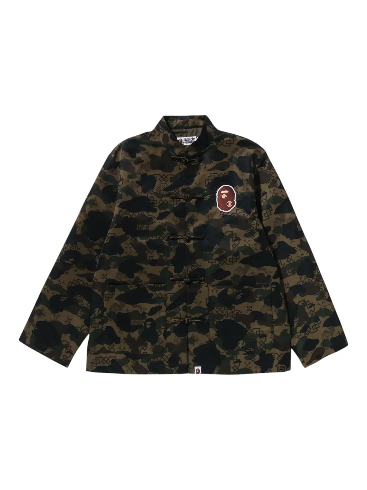 Мужская куртка с камуфляжным принтом BAPE x CLOT Camo Ape Head Chinese Jacket — изображение 1 из 2, оливковый