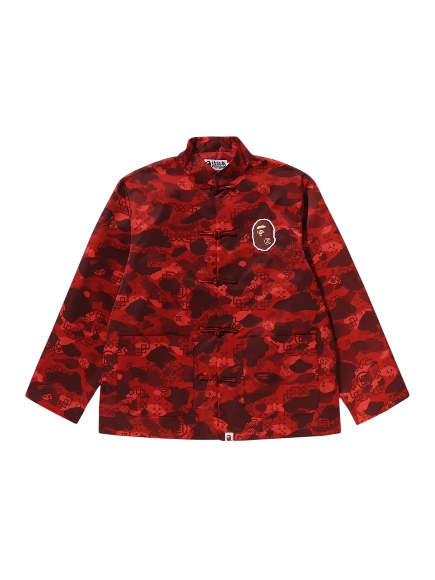 Мужская куртка с камуфляжным принтом BAPE x CLOT Camo Ape Head Chinese Jacket BAPE — изображение 1 из 2, красный