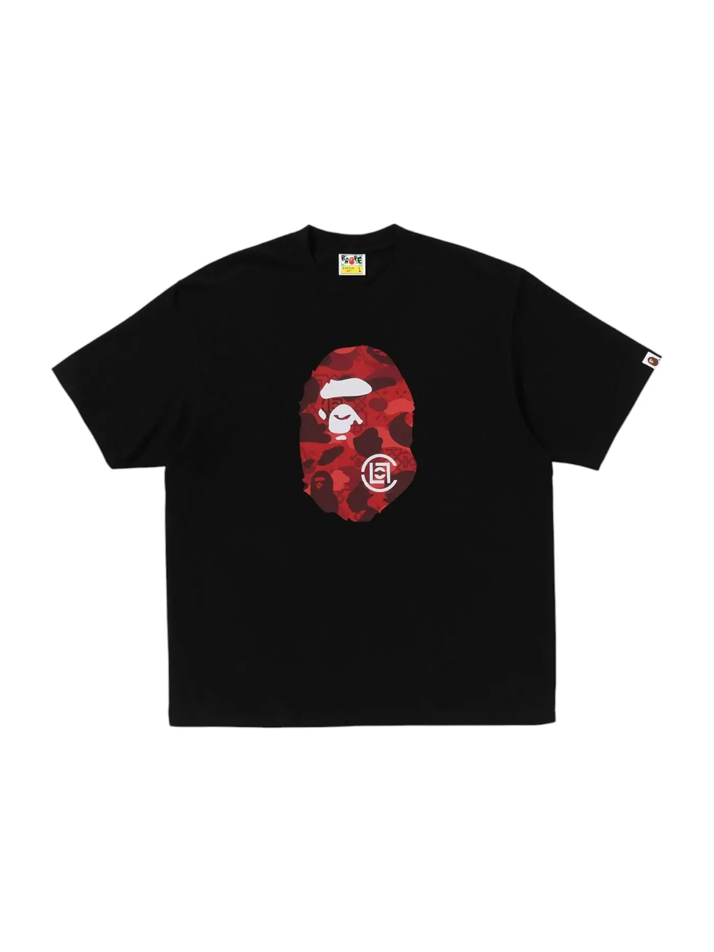 Мужская футболка с принтом BAPE x CLOT Camo Ape Head BAPE — изображение 1 из 2, черный