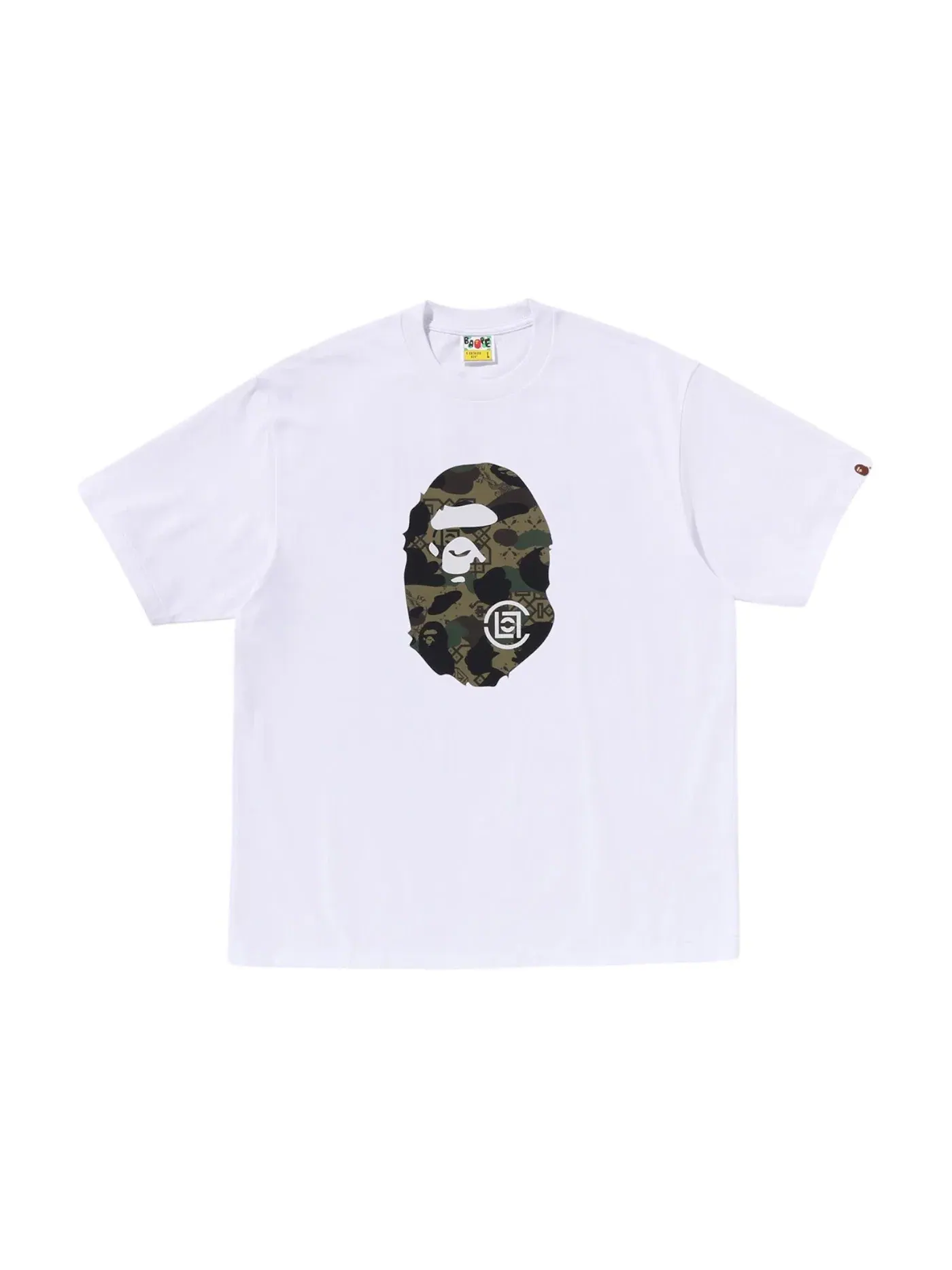 Мужская футболка с принтом BAPE x CLOT Camo Ape Head BAPE — изображение 1 из 2, белый