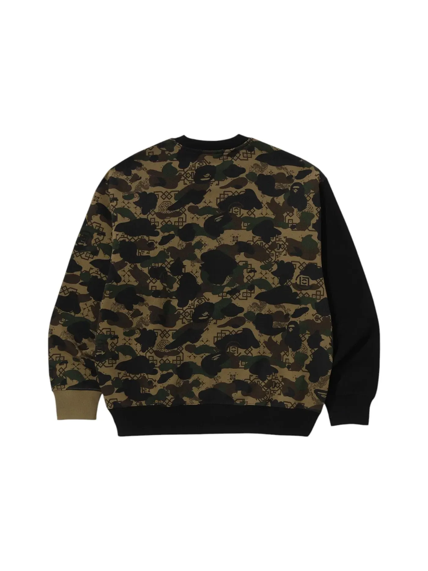 Мужской свитшот с камуфляжем BAPE x CLOT Camo Shark Crewneck — изображение 2 из 2, оливковый