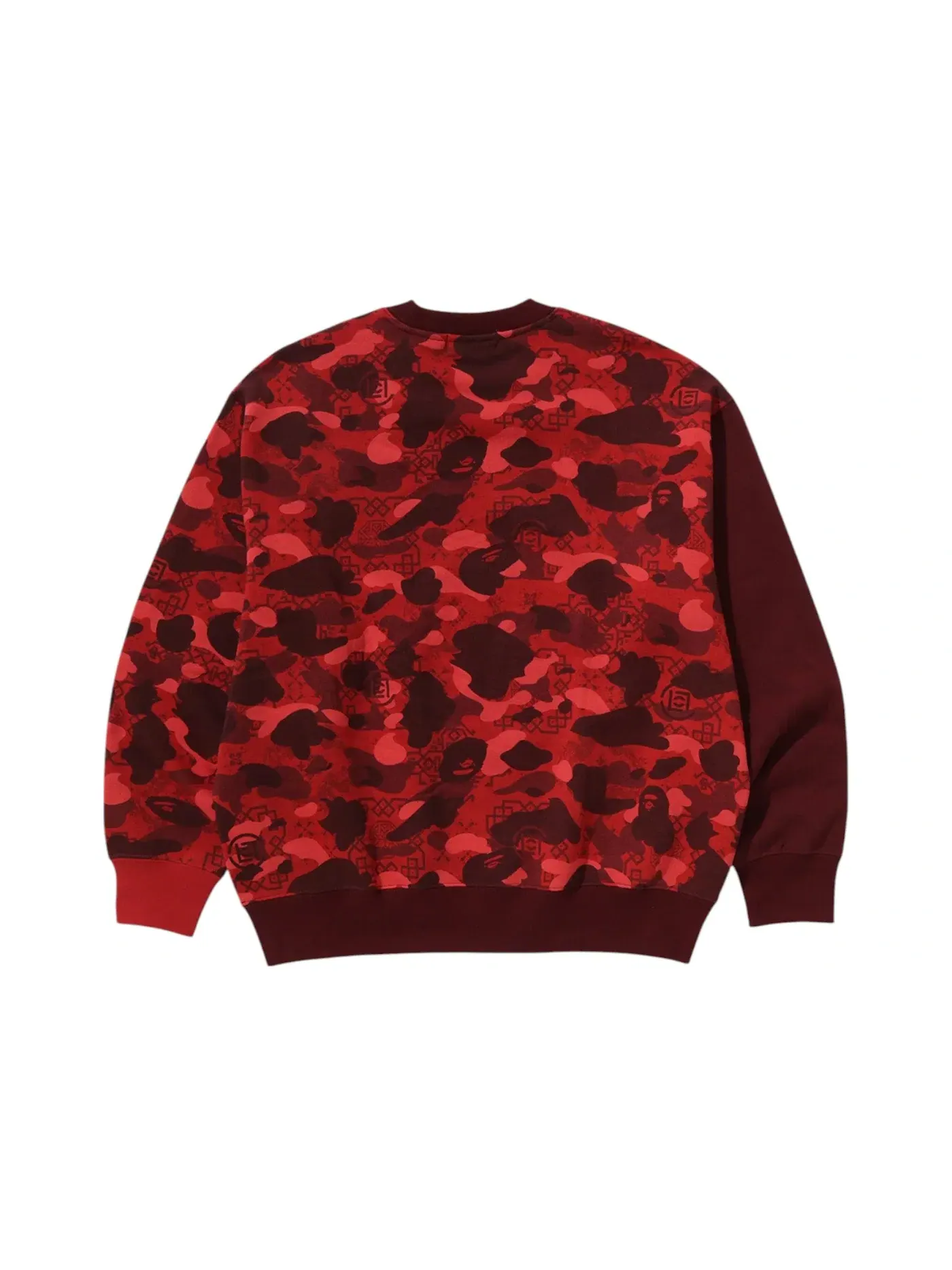 Мужской свитшот с камуфляжным принтом BAPE x CLOT Camo Shark Crewneck — изображение 2 из 2, красный