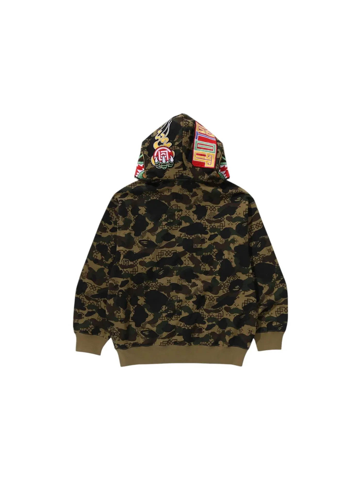 Мужская худи с полной застежкой-молнией BAPE x CLOT Camo Shark Full Zip Hoodie BAPE — изображение 2 из 2, оливковый