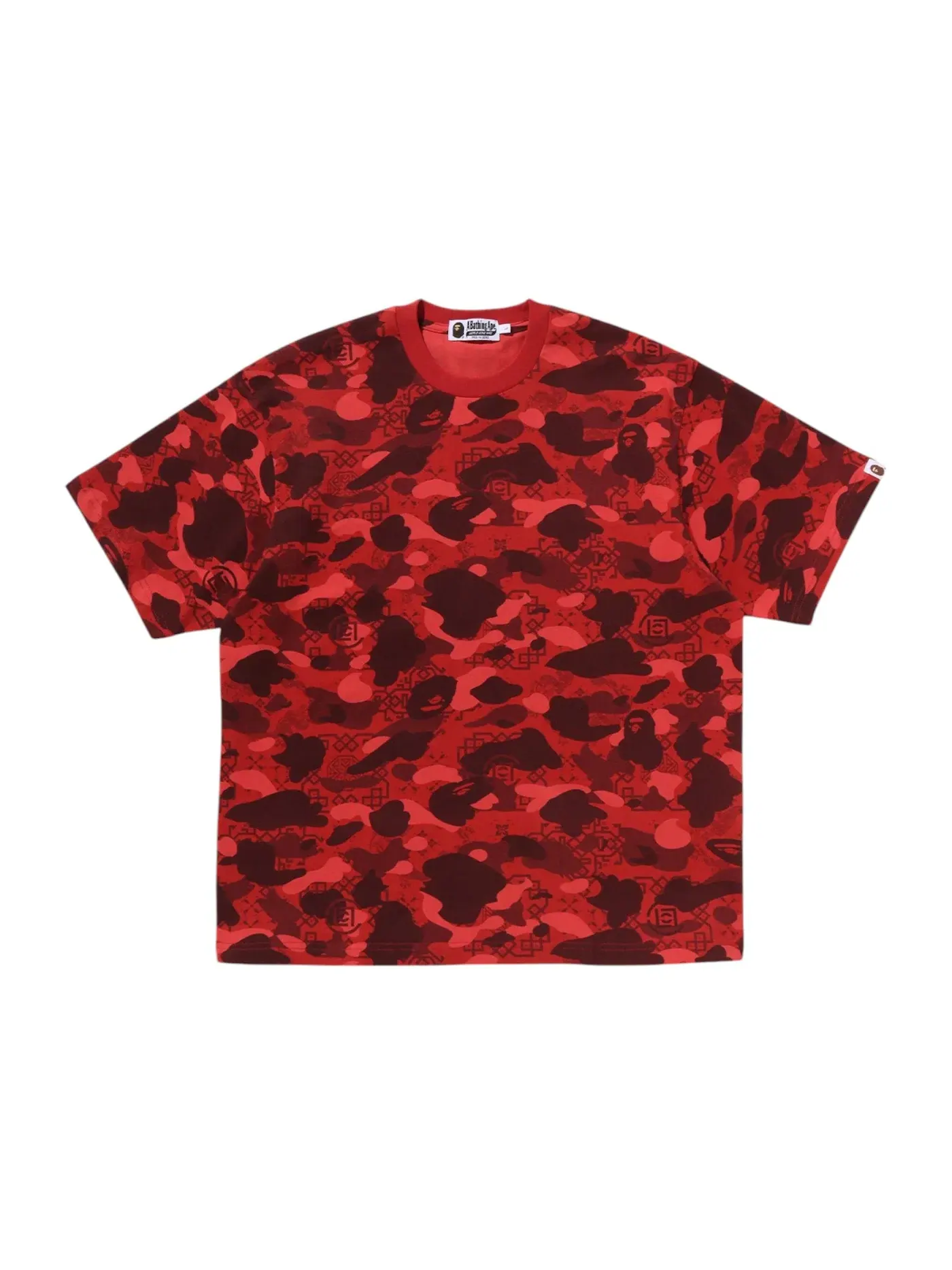 Мужская футболка с камуфляжным принтом BAPE x CLOT T-Shirt BAPE — изображение 1 из 2, красный