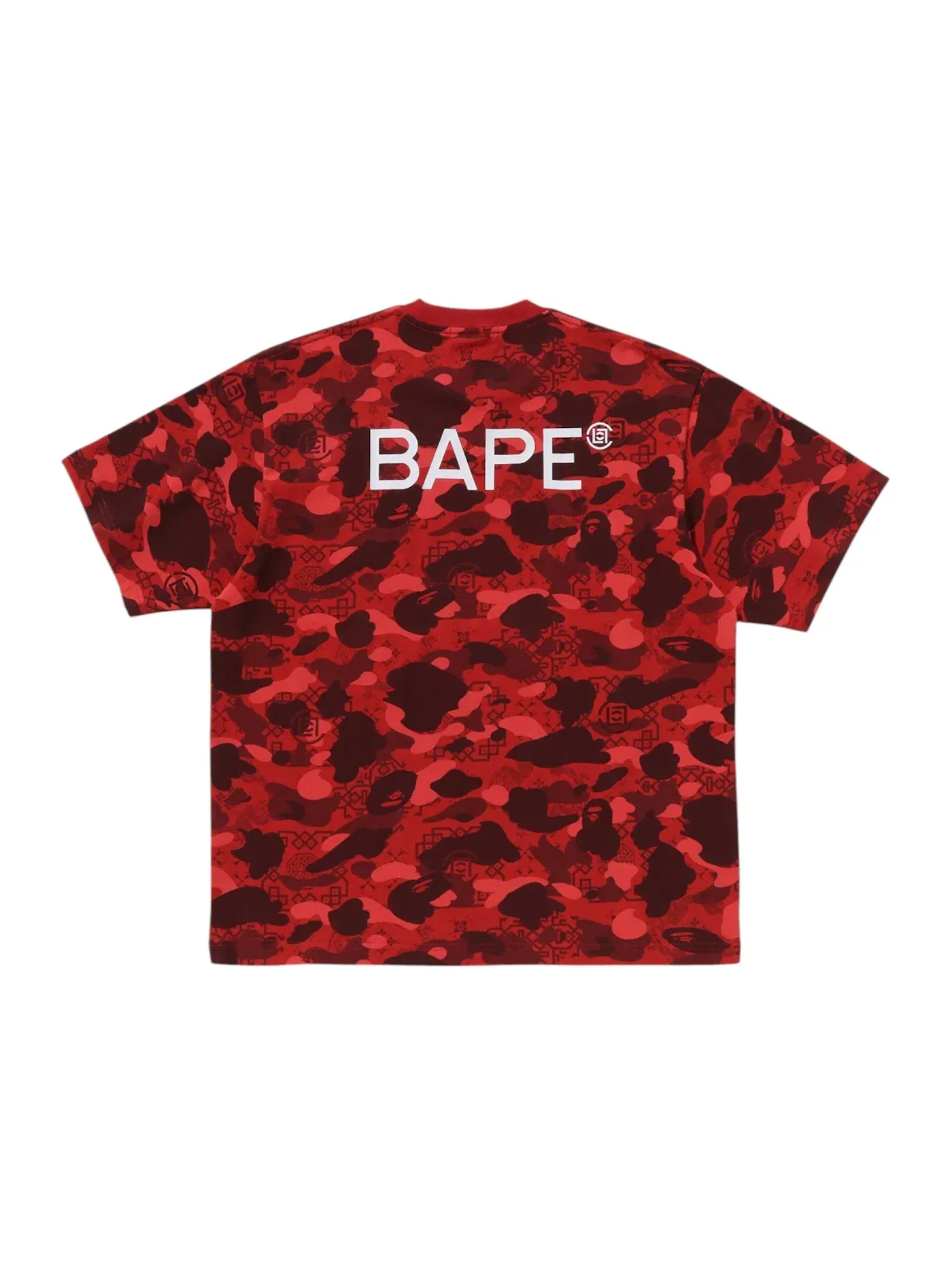 Мужская футболка с камуфляжным принтом BAPE x CLOT T-Shirt BAPE — изображение 2 из 2, красный