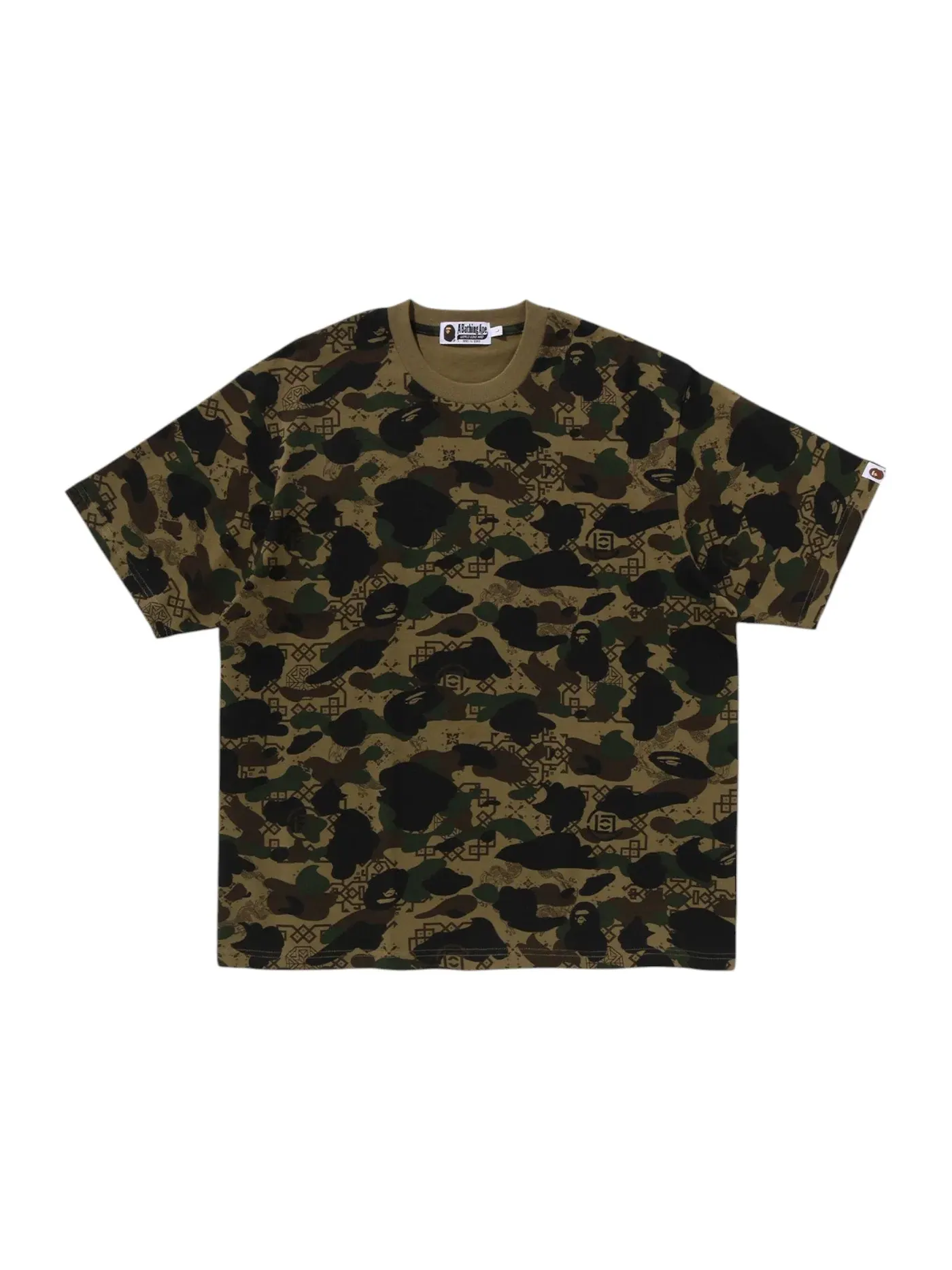 Мужская футболка с принтом BAPE x CLOT Camo T-Shirt BAPE — изображение 1 из 2, оливковый