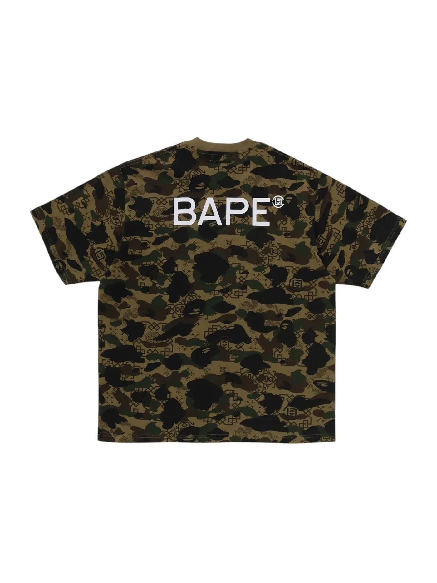 Мужская футболка с принтом BAPE x CLOT Camo T-Shirt BAPE — изображение 2 из 2, оливковый