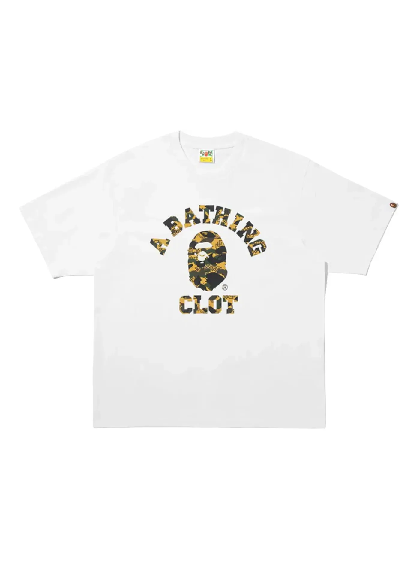 Мужская футболка свободного кроя College Relaxed Fit BAPE x CLOT BAPE — изображение 1 из 1, белый