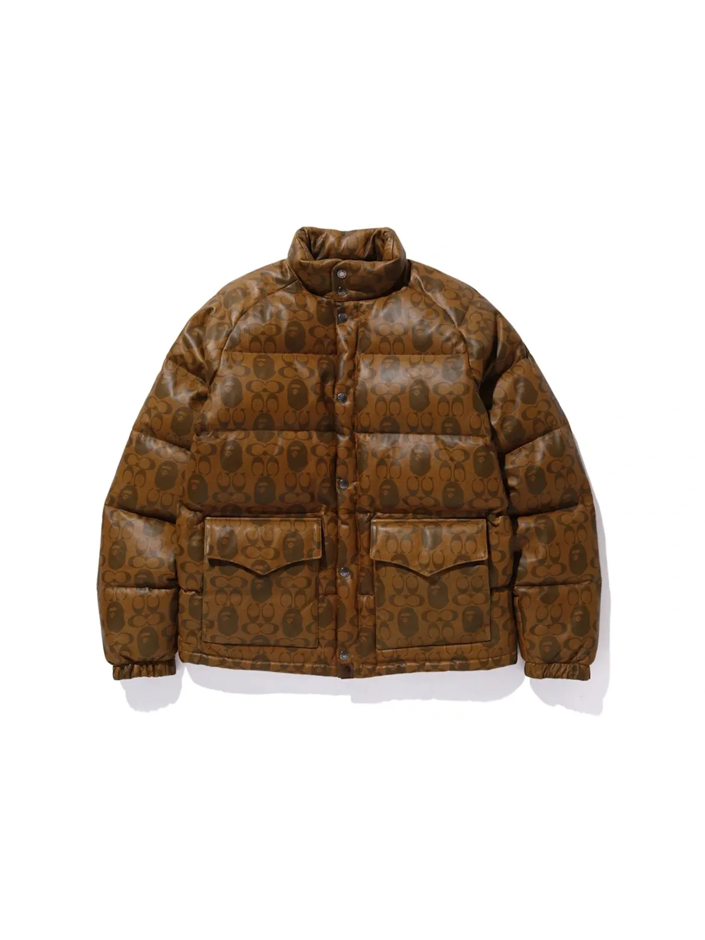 Мужская куртка из кожи с наполнителем BAPE — изображение 1 из 1, коричневый