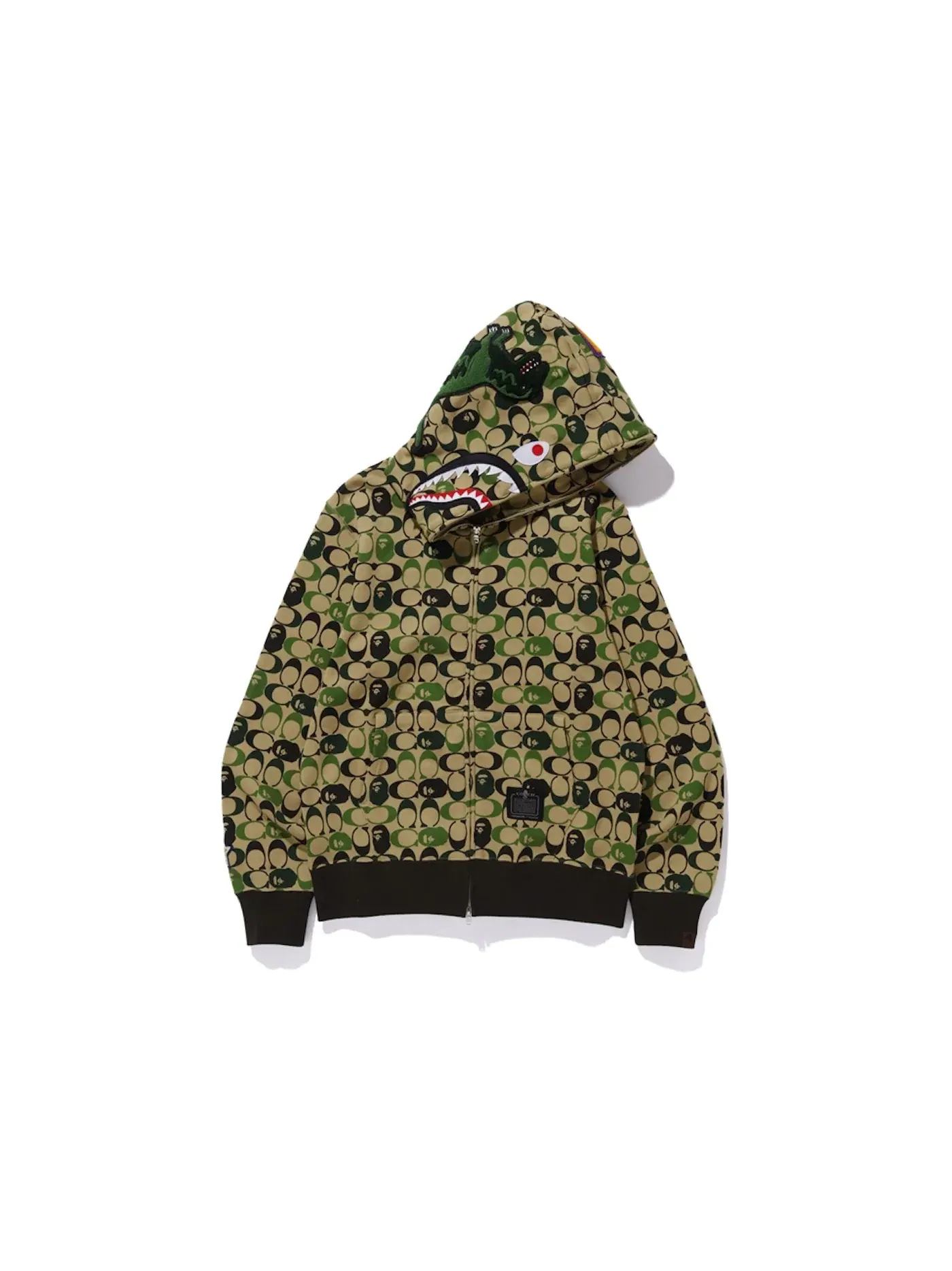 Мужская худи с полноразмерной застежкой-молнией BAPE x Coach Shark Full Zip Hoodie BAPE — изображение 1 из 2, бежевый