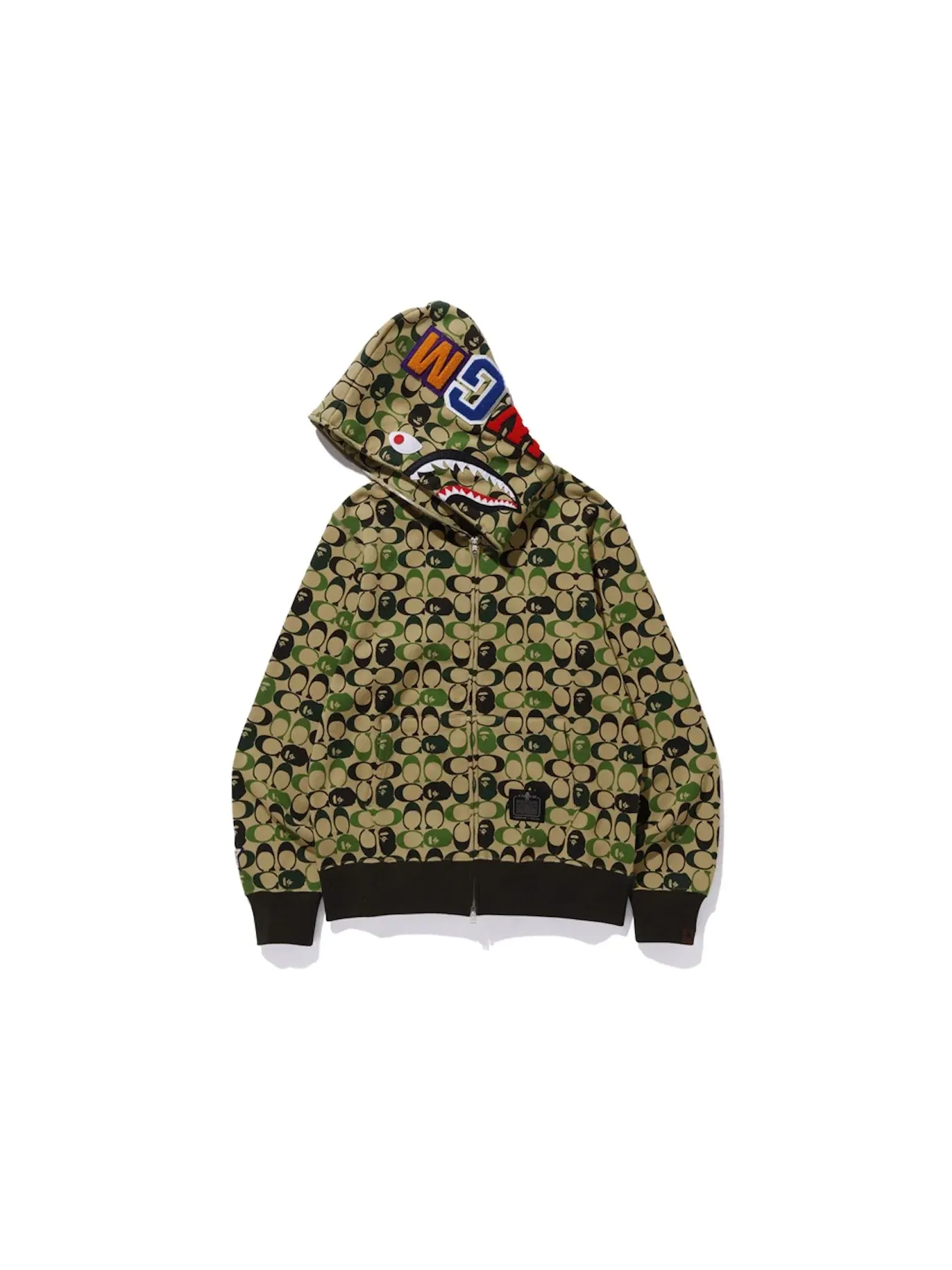 Мужская худи с полноразмерной застежкой-молнией BAPE x Coach Shark Full Zip Hoodie BAPE — изображение 2 из 2, бежевый
