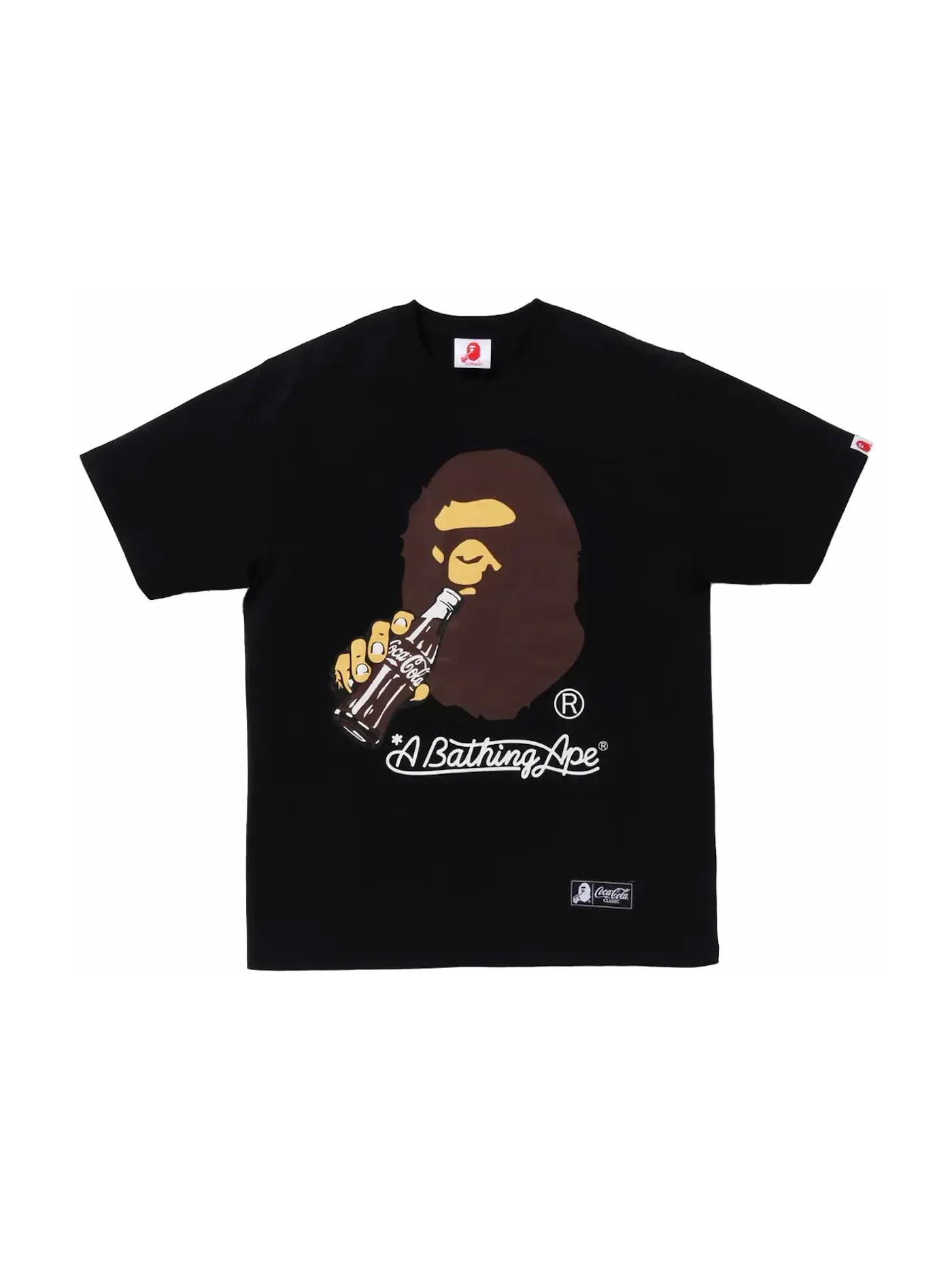Мужская футболка с принтом BAPE x Coca-Cola Ape Head Tee BAPE — изображение 1 из 2, черный