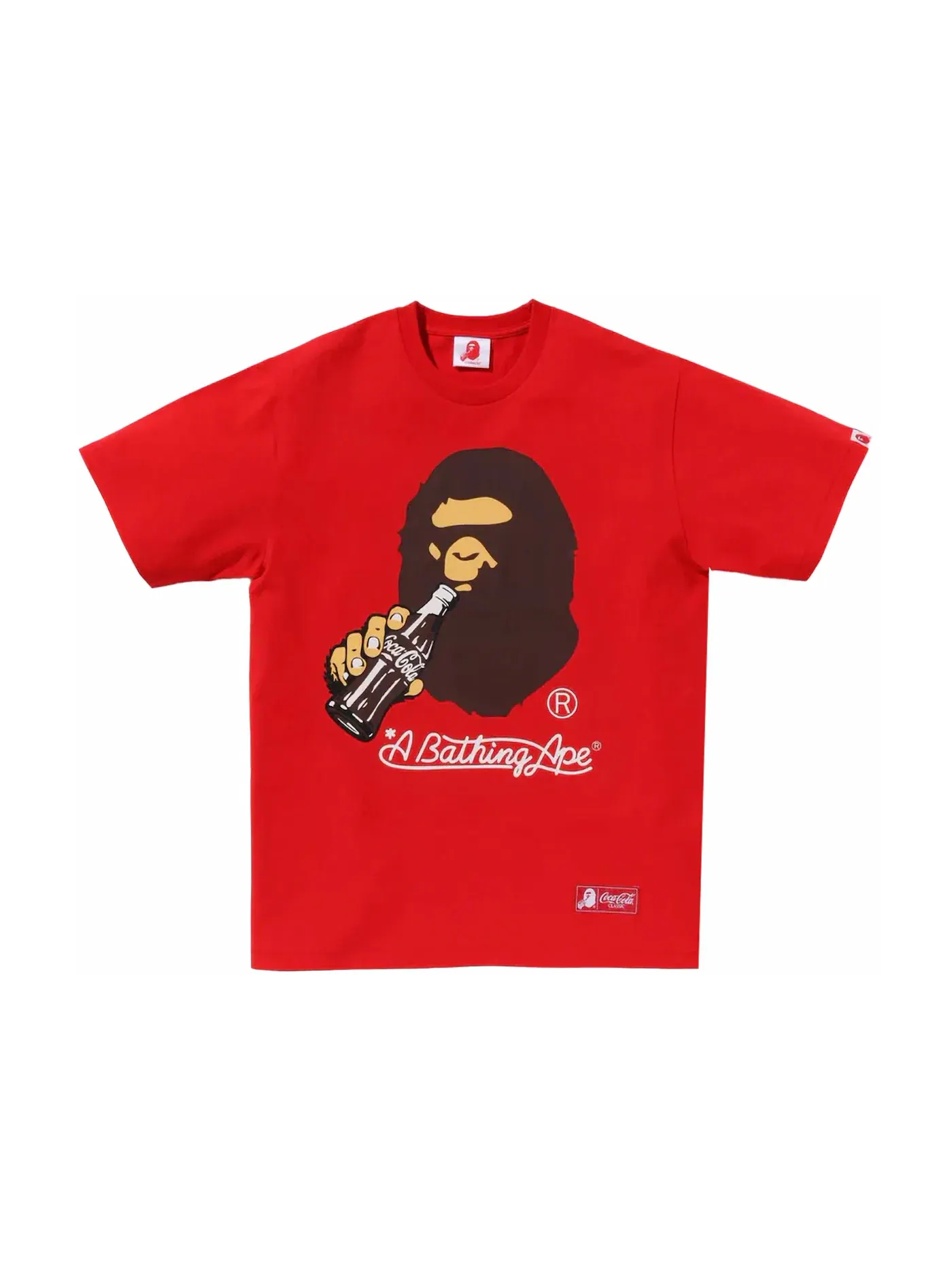 Мужская футболка с принтом BAPE x Coca-Cola Ape Head Tee BAPE — изображение 1 из 2, красный