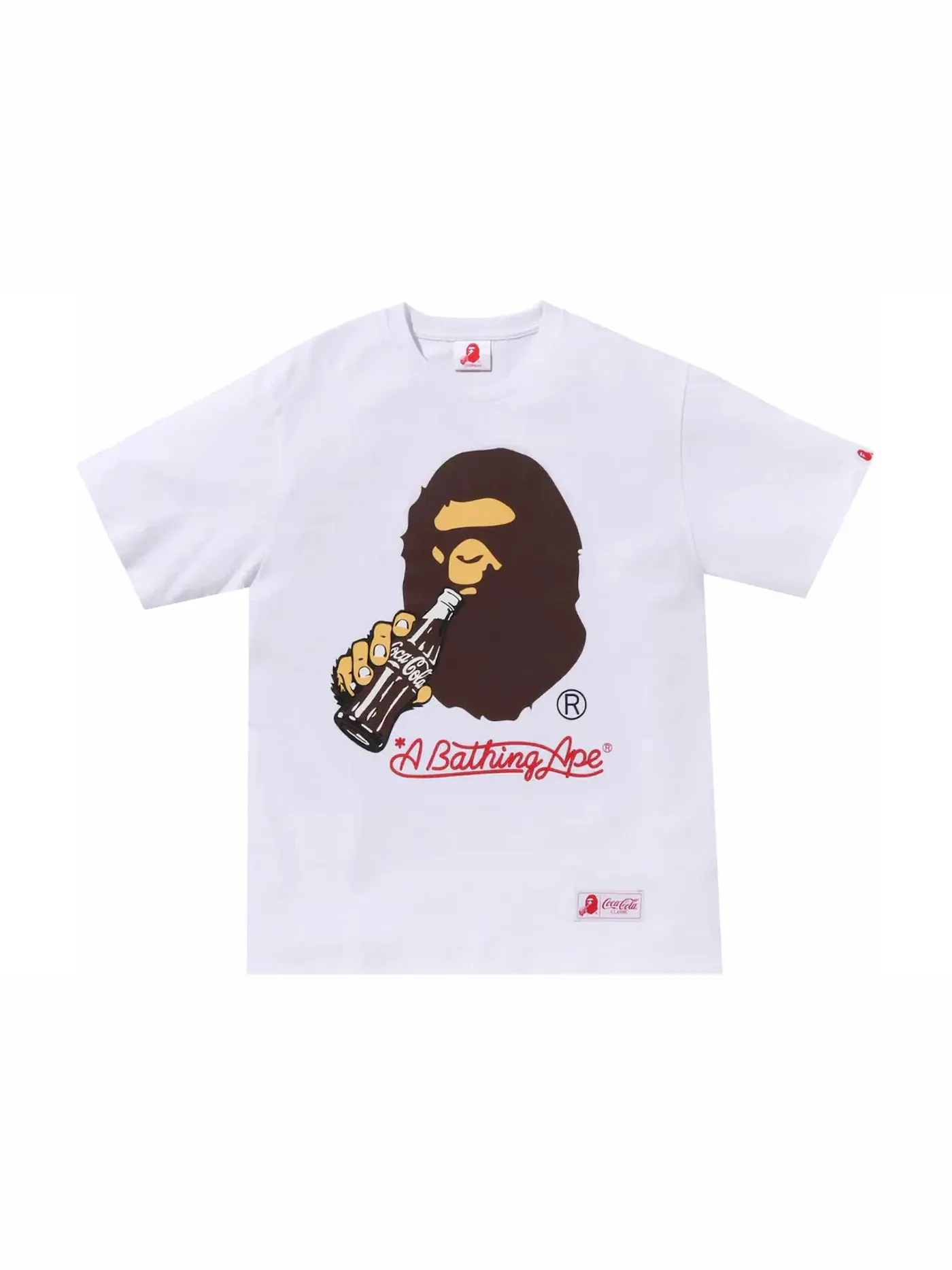 Мужская футболка с принтом BAPE x Coca-Cola Ape Head Tee BAPE — изображение 1 из 2, белый