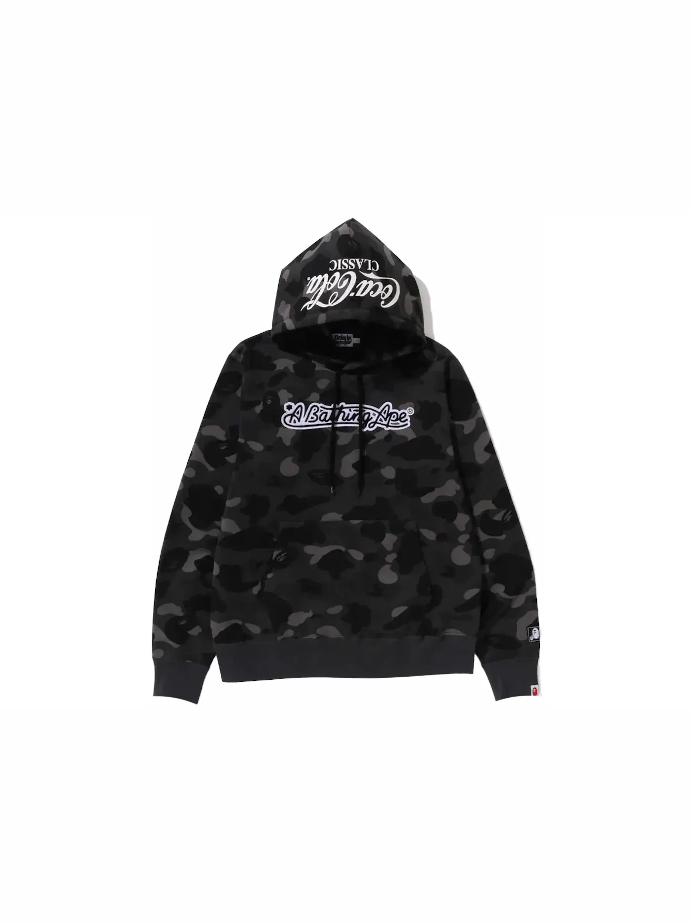 Мужской пуловер-худи с камуфляжным принтом BAPE x Coca-Cola Color Camo Ape Head — изображение 1 из 2, черный