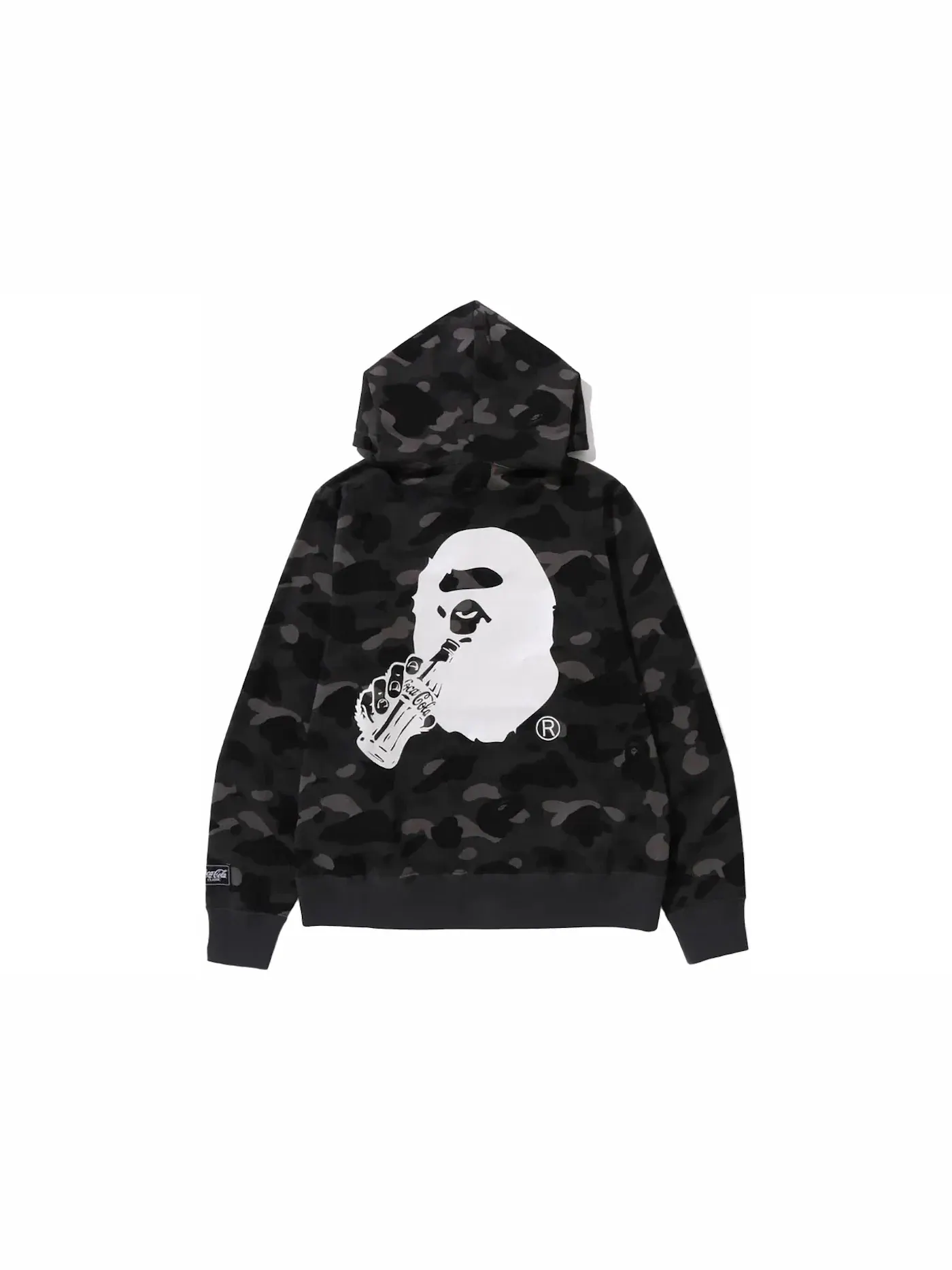 Мужской пуловер-худи с камуфляжным принтом BAPE x Coca-Cola Color Camo Ape Head — изображение 2 из 2, черный