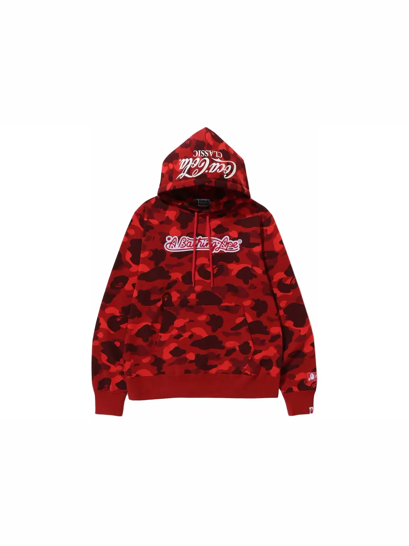 Мужской пуловер-худи с камуфляжным принтом BAPE x Coca-Cola Color Camo Ape Head Pullover Hoodie — изображение 1 из 2, красный