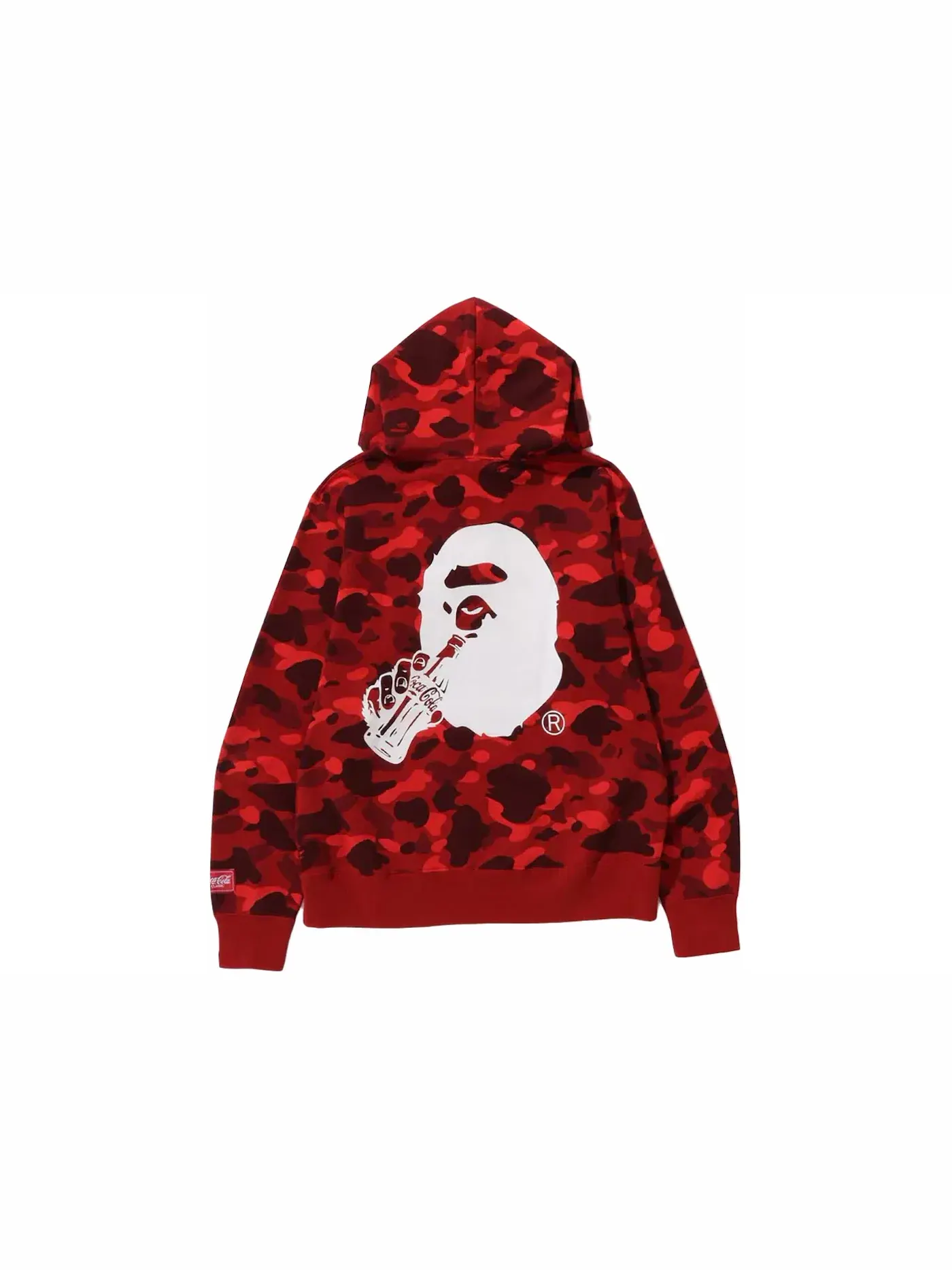 Мужской пуловер-худи с камуфляжным принтом BAPE x Coca-Cola Color Camo Ape Head Pullover Hoodie — изображение 2 из 2, красный