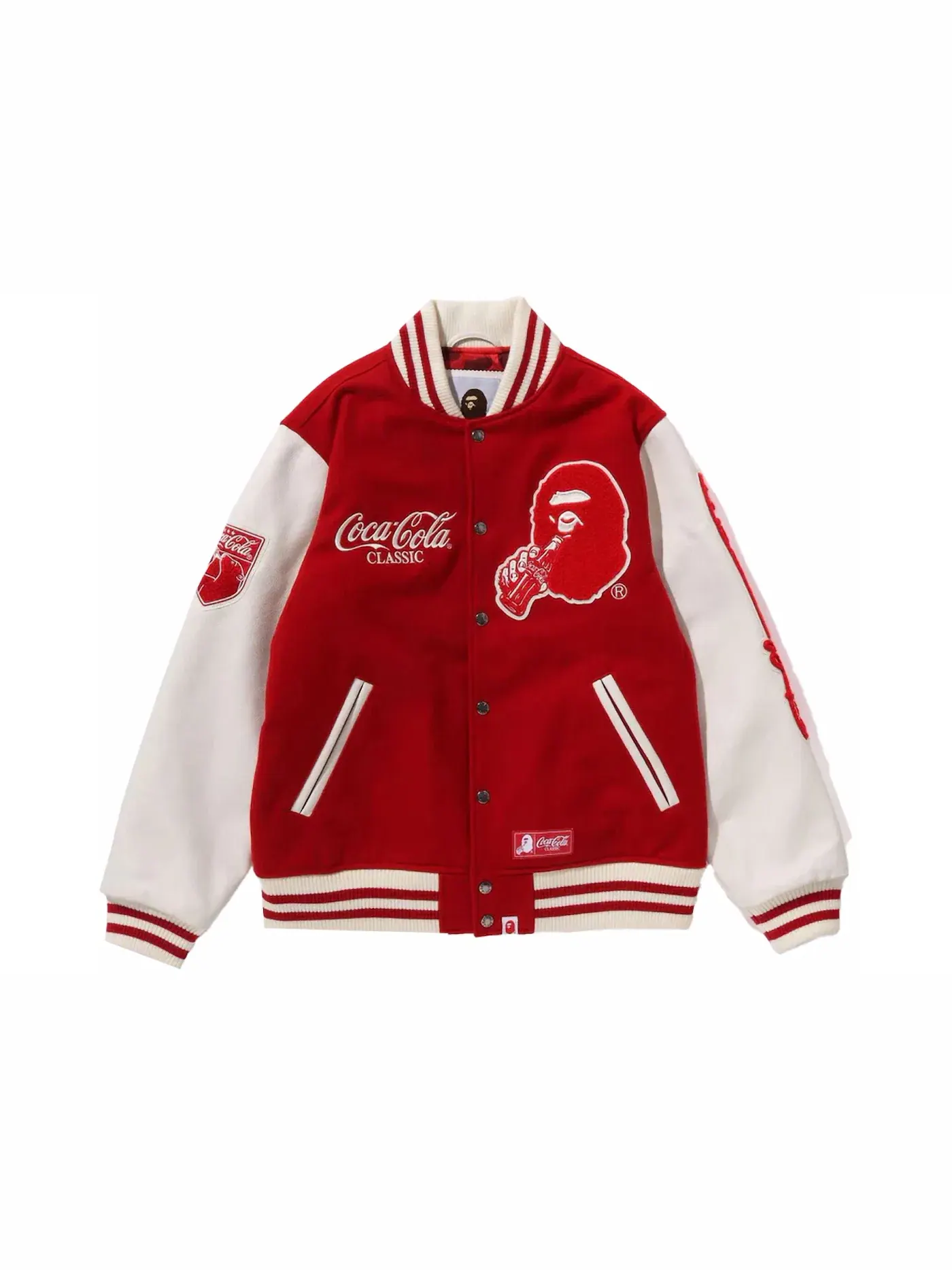 Мужская куртка-бомбер с принтом Varsity Jacket BAPE — изображение 1 из 2, красный