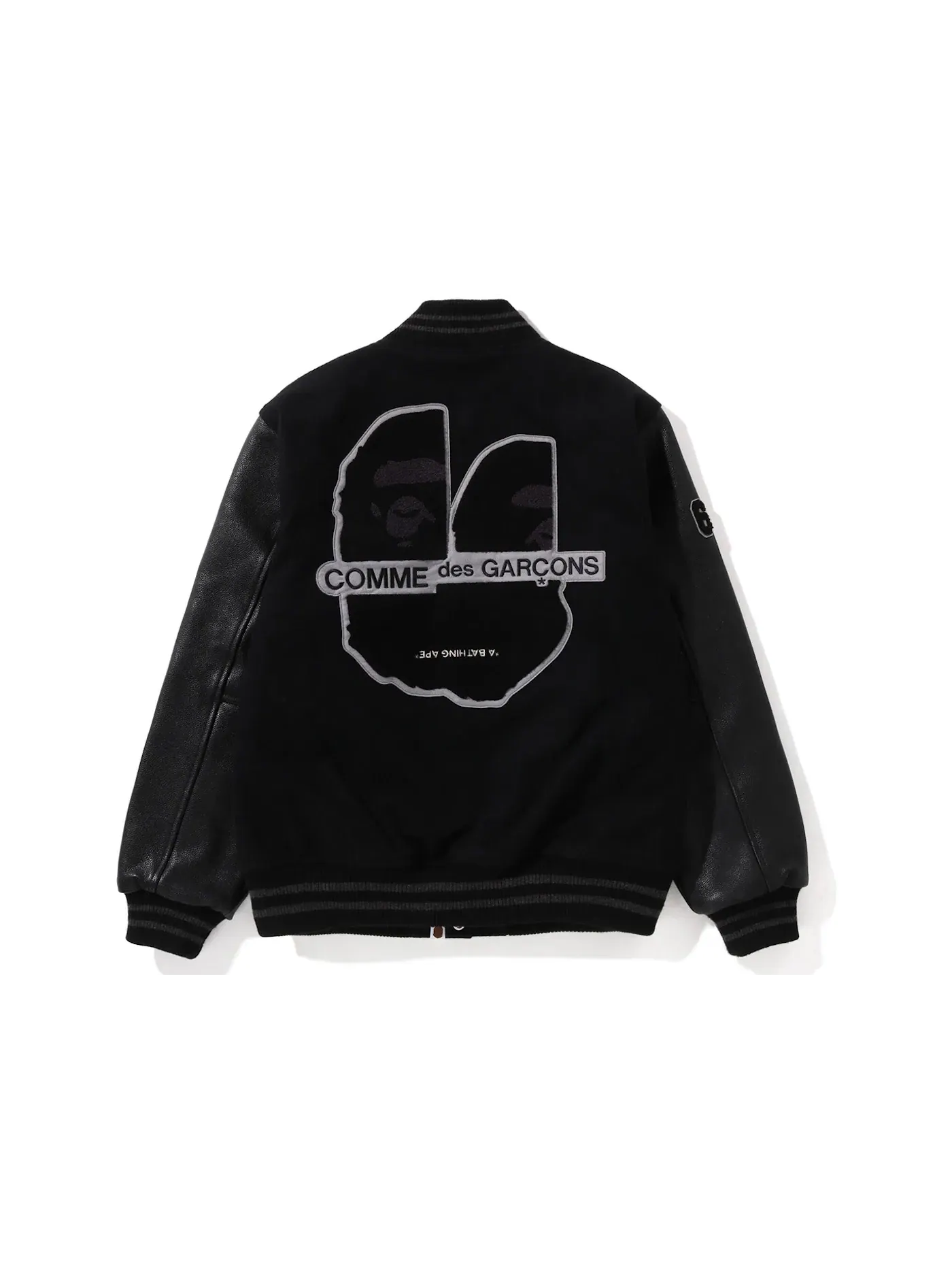 Мужская куртка-бомбер BAPE x Comme des Garcons Osaka Exclusive Varsity Jacket BAPE — изображение 2 из 2, черный