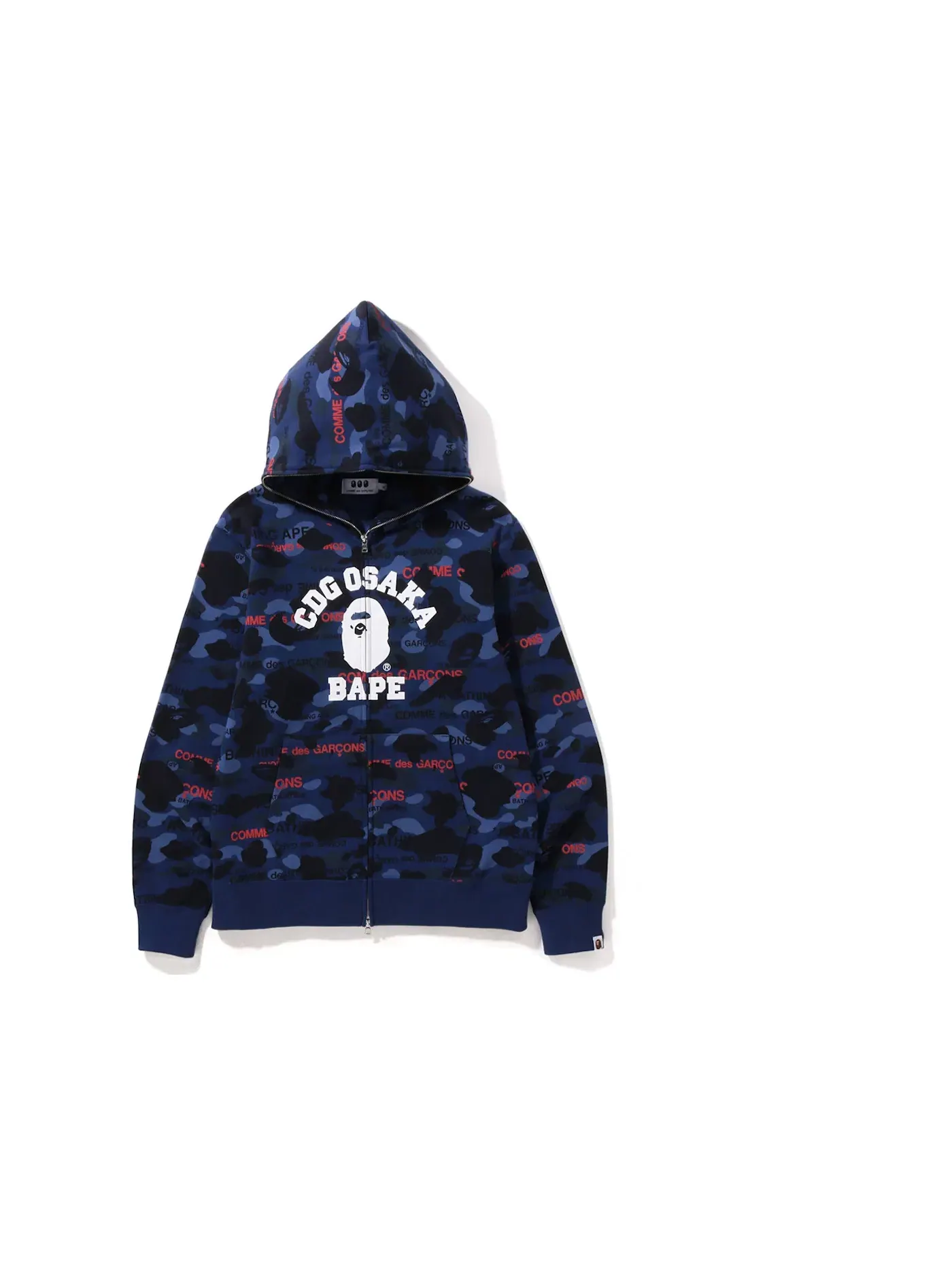 Мужская худи на молнии BAPE x Comme des Garcons Osaka Full Zip Hoodie BAPE — изображение 1 из 1, темно-синий