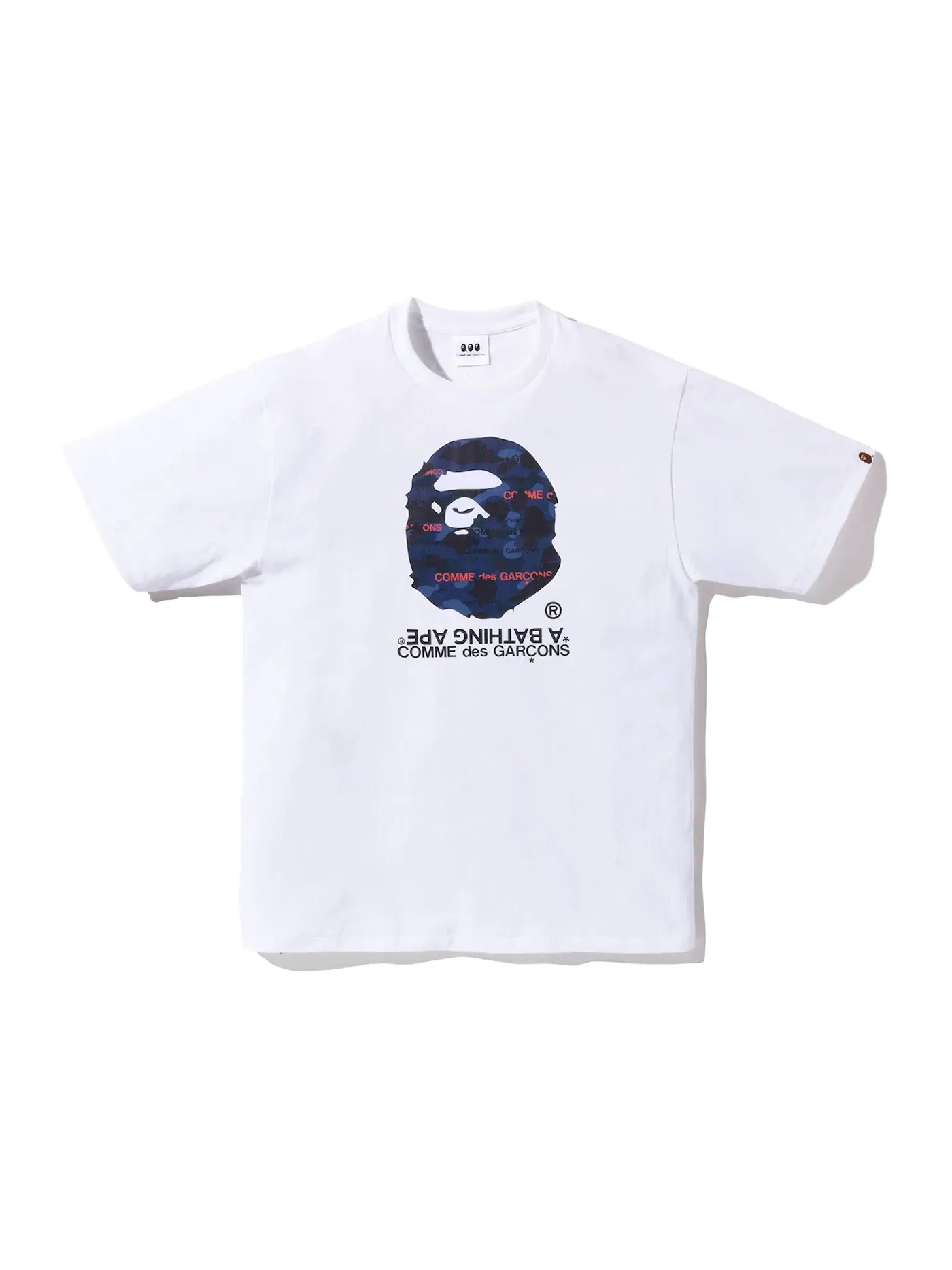 Мужская футболка с принтом BAPE x Comme des Garcons Osaka BAPE — изображение 1 из 2, белый темно-синий