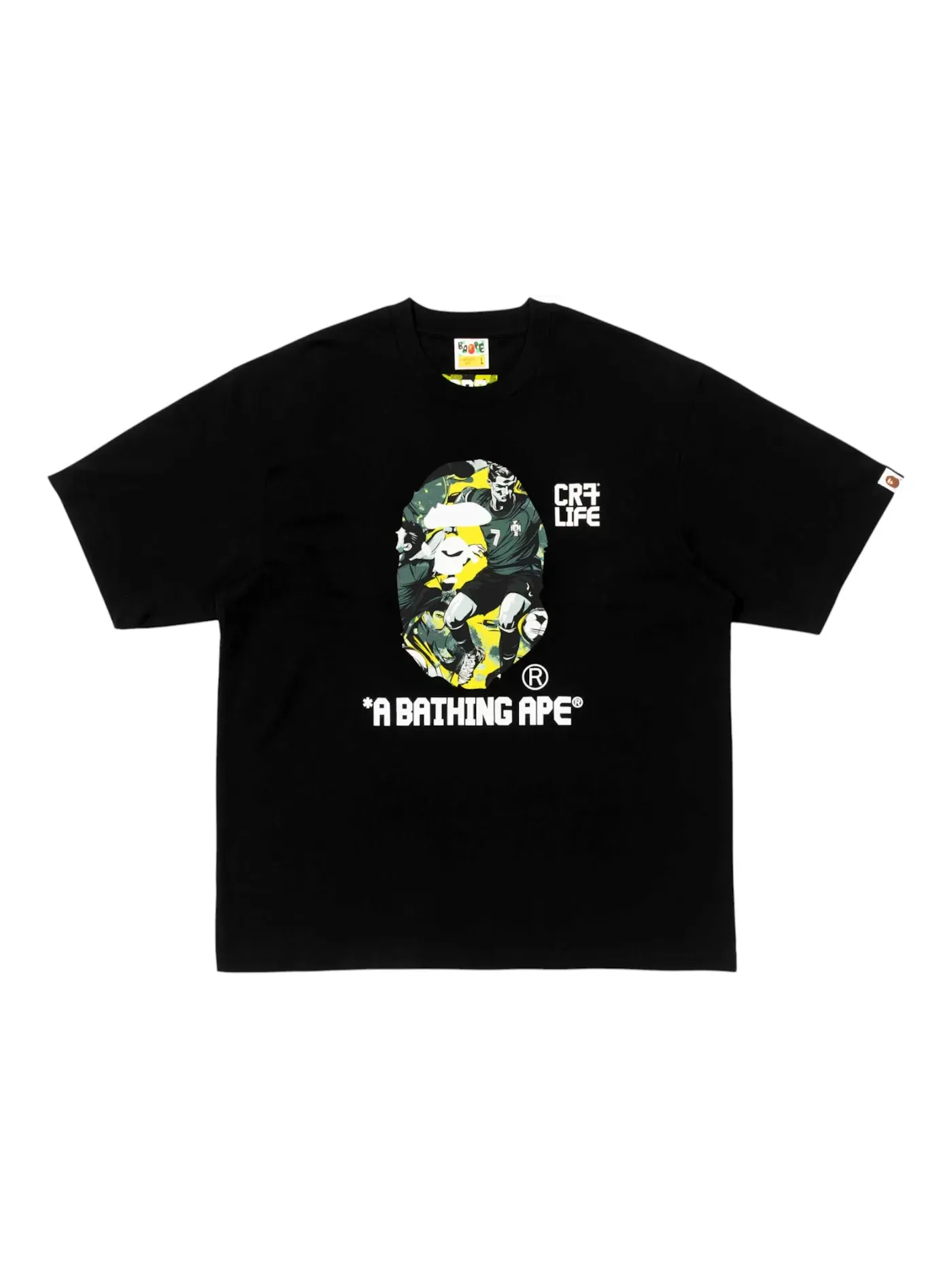 Мужская футболка с принтом BAPE x CR7 Life Graphic A Bathing Ape Relaxed Fit Tee BAPE — изображение 1 из 1, черный