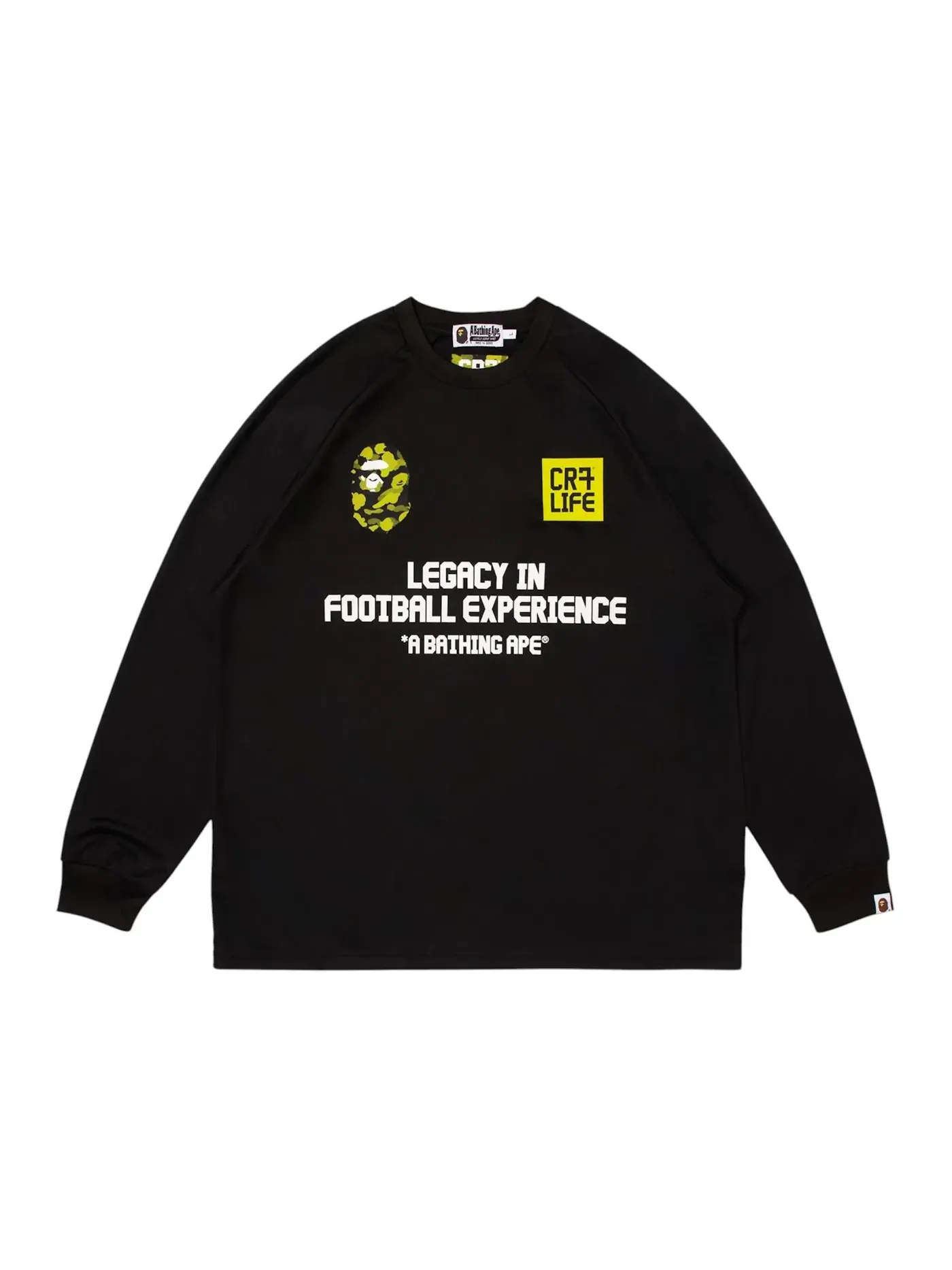 Мужская футбольная футболка с принтом BAPE x CR7 Life Multi Logo Poly Relaxed Fit Ls Football Jersey BAPE, черный