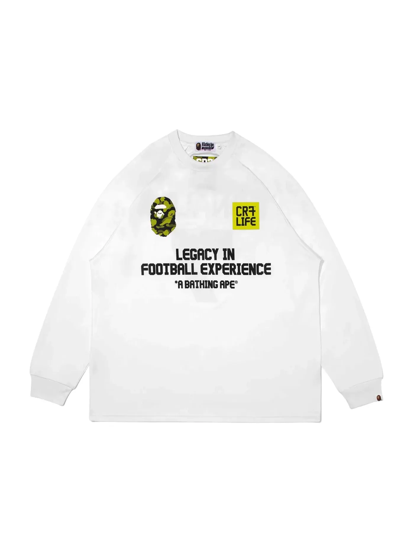 Мужская футболка с длинным рукавом BAPE x CR7 Life Multi Logo Poly Relaxed Fit Ls Football Jersey — изображение 1 из 1, белый